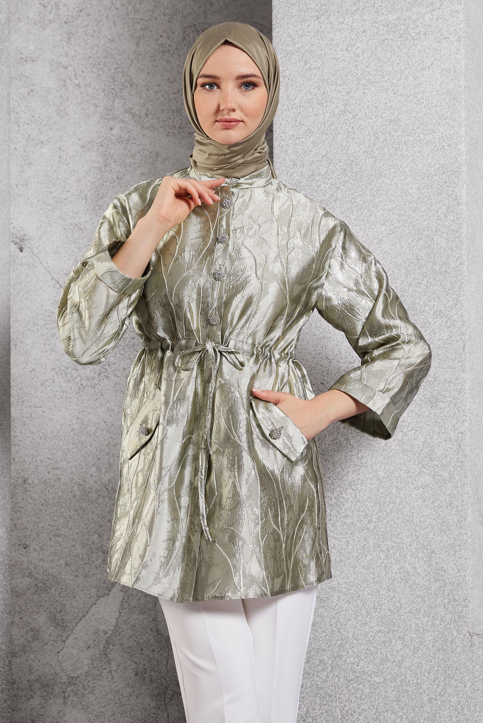 Tesettür giyim ALTIN JAKARLI TESETTÜR TUNİK 44738