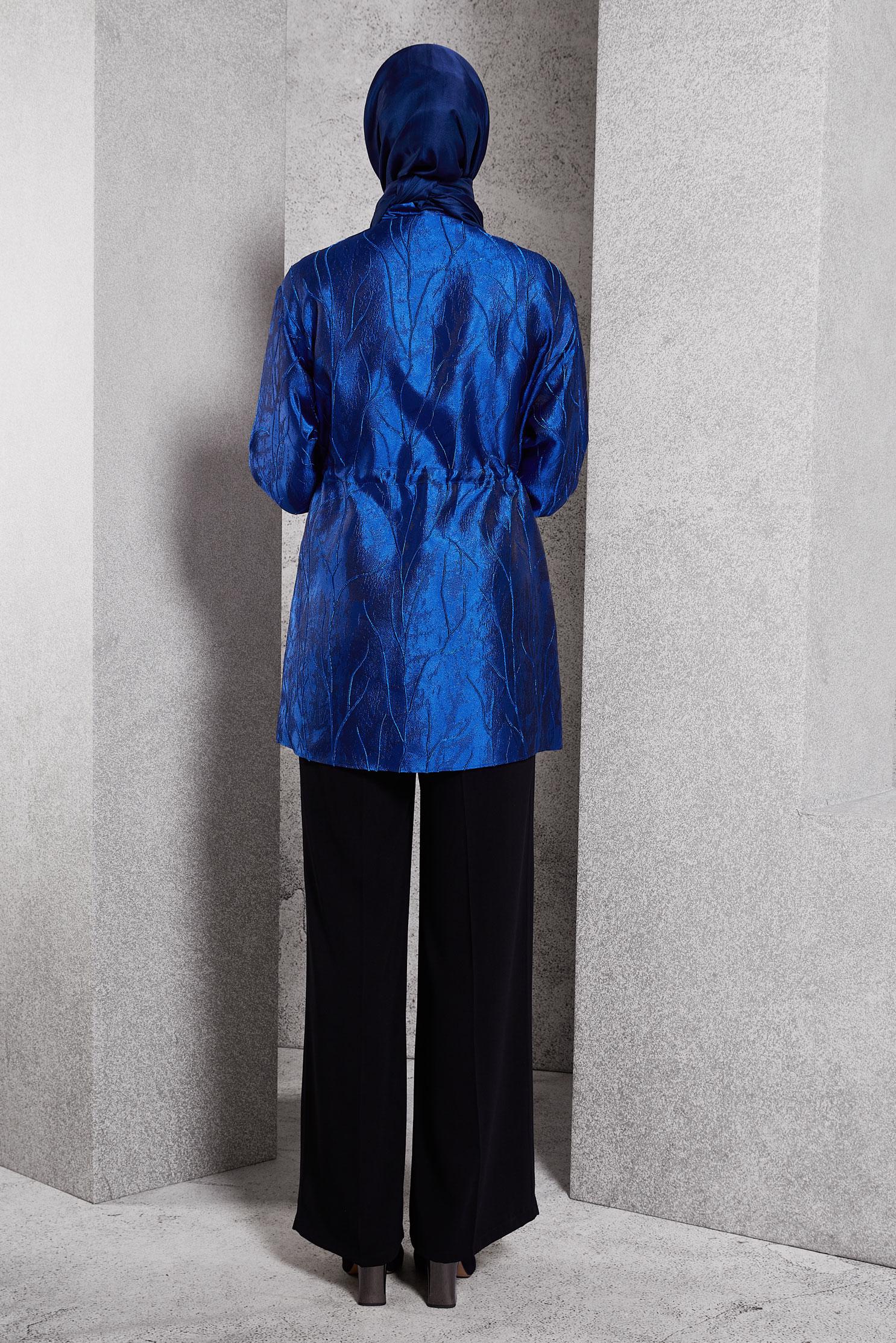 Tesettür giyim LACİVERT JAKARLI TESETTÜR TUNİK 44738