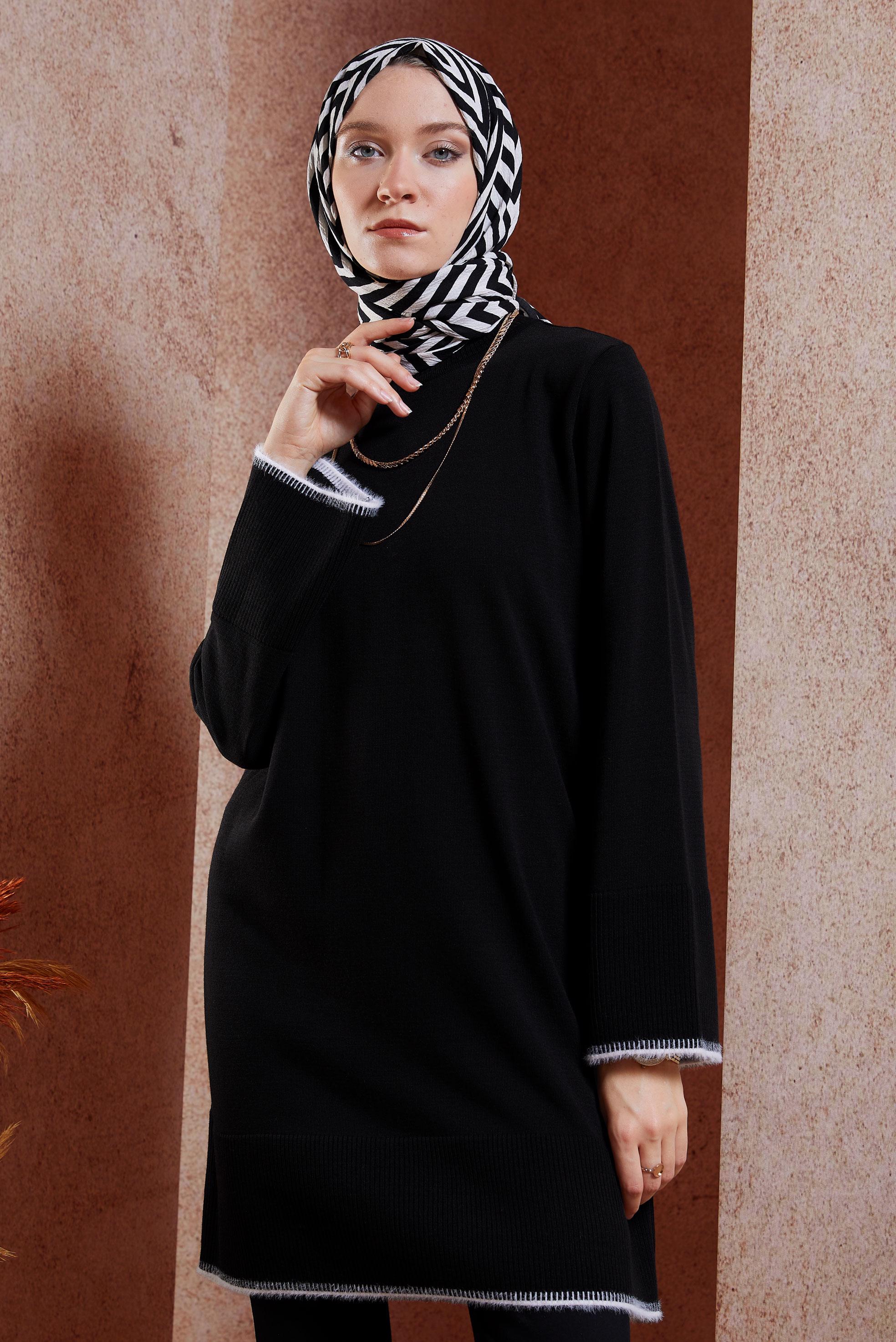 Tesettür giyim SİYAH TRİKO TESETTÜR TUNİK 44900