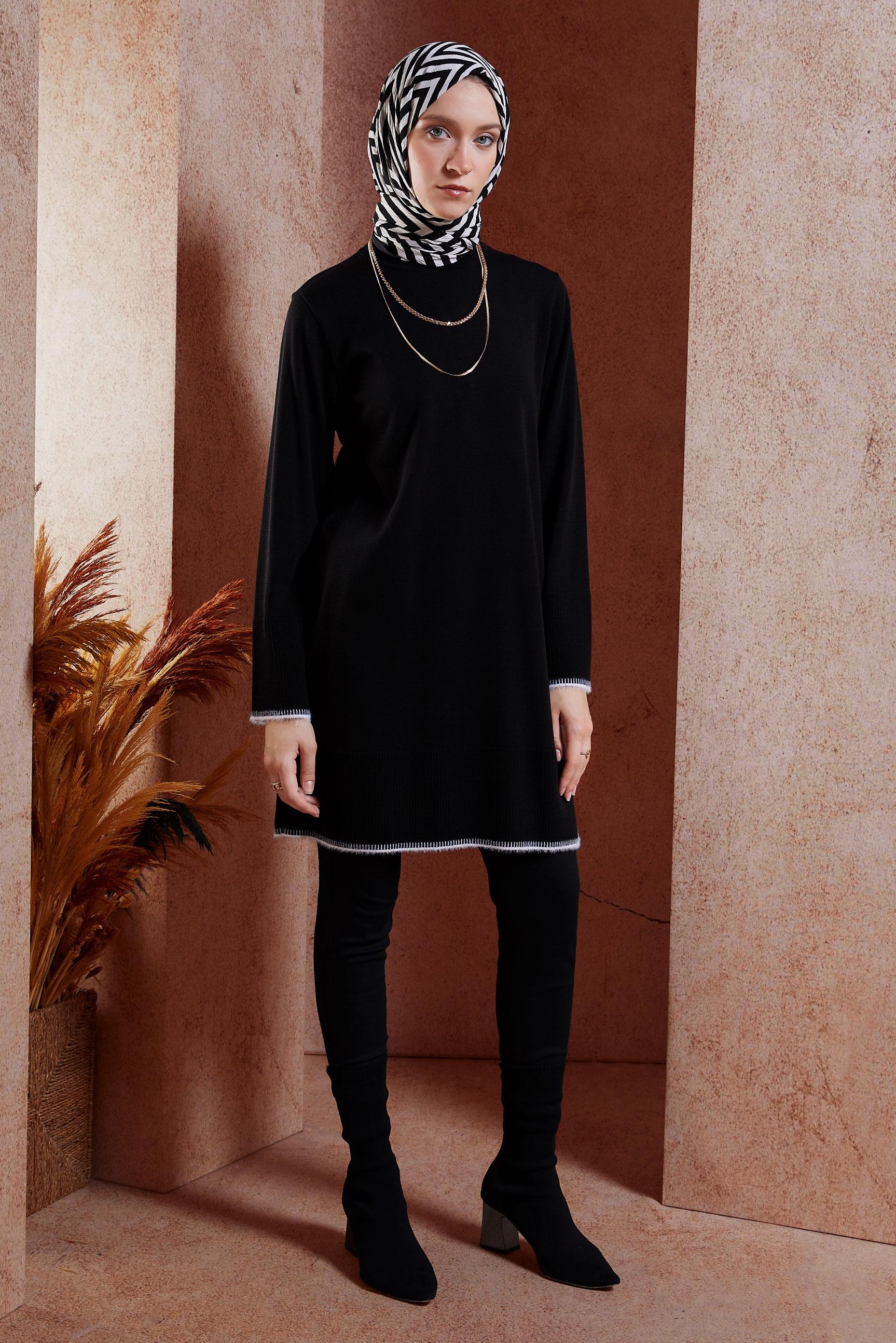 Tesettür giyim SİYAH TRİKO TESETTÜR TUNİK 44900