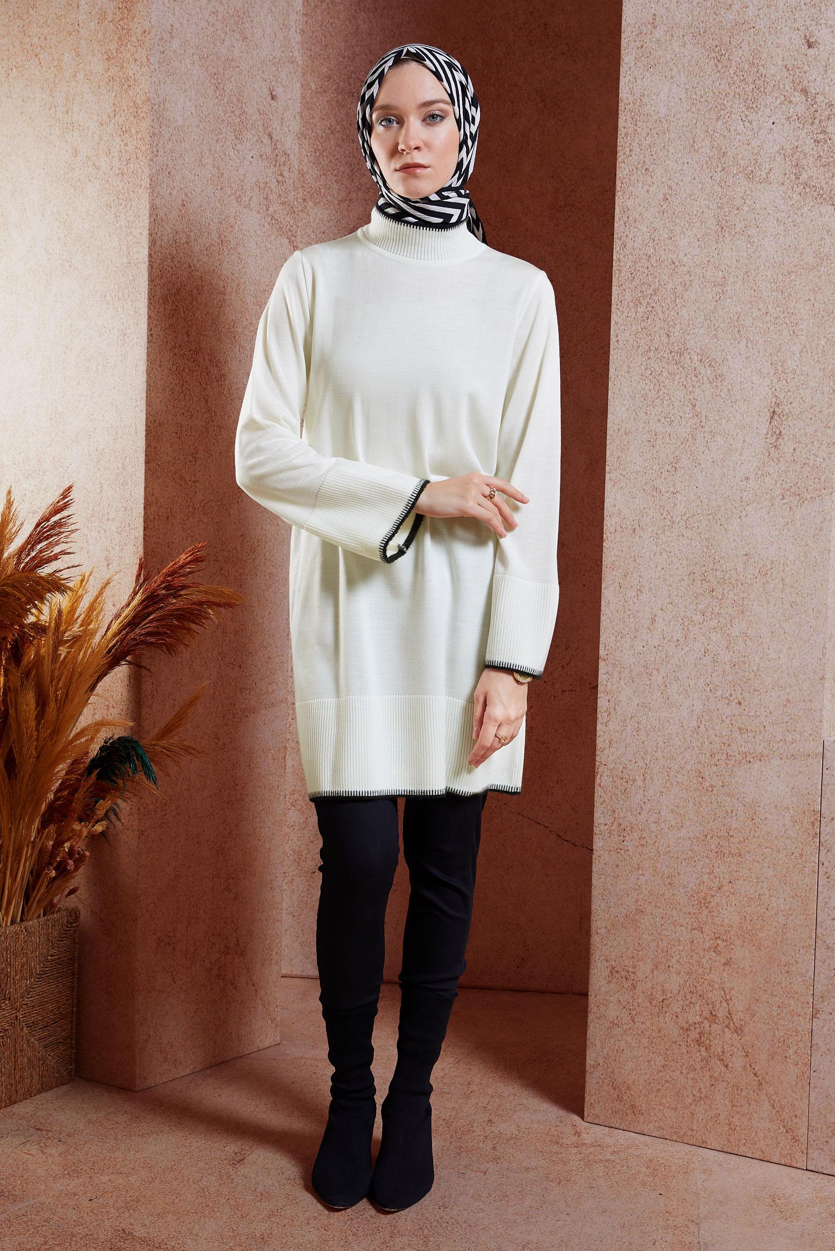 Tesettür giyim BEYAZ TRİKO TESETTÜR TUNİK 44900