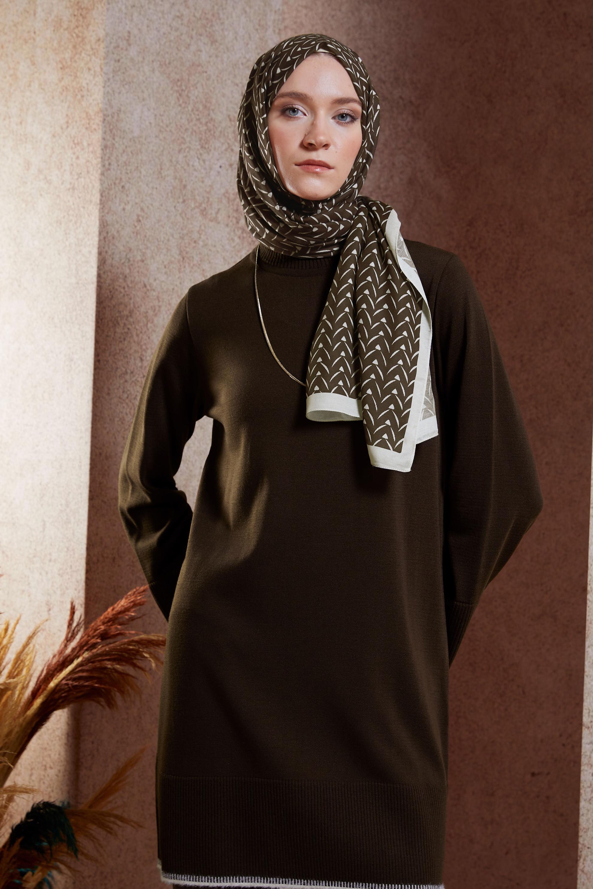 Tesettür giyim KAHVE TRİKO TESETTÜR TUNİK 44900