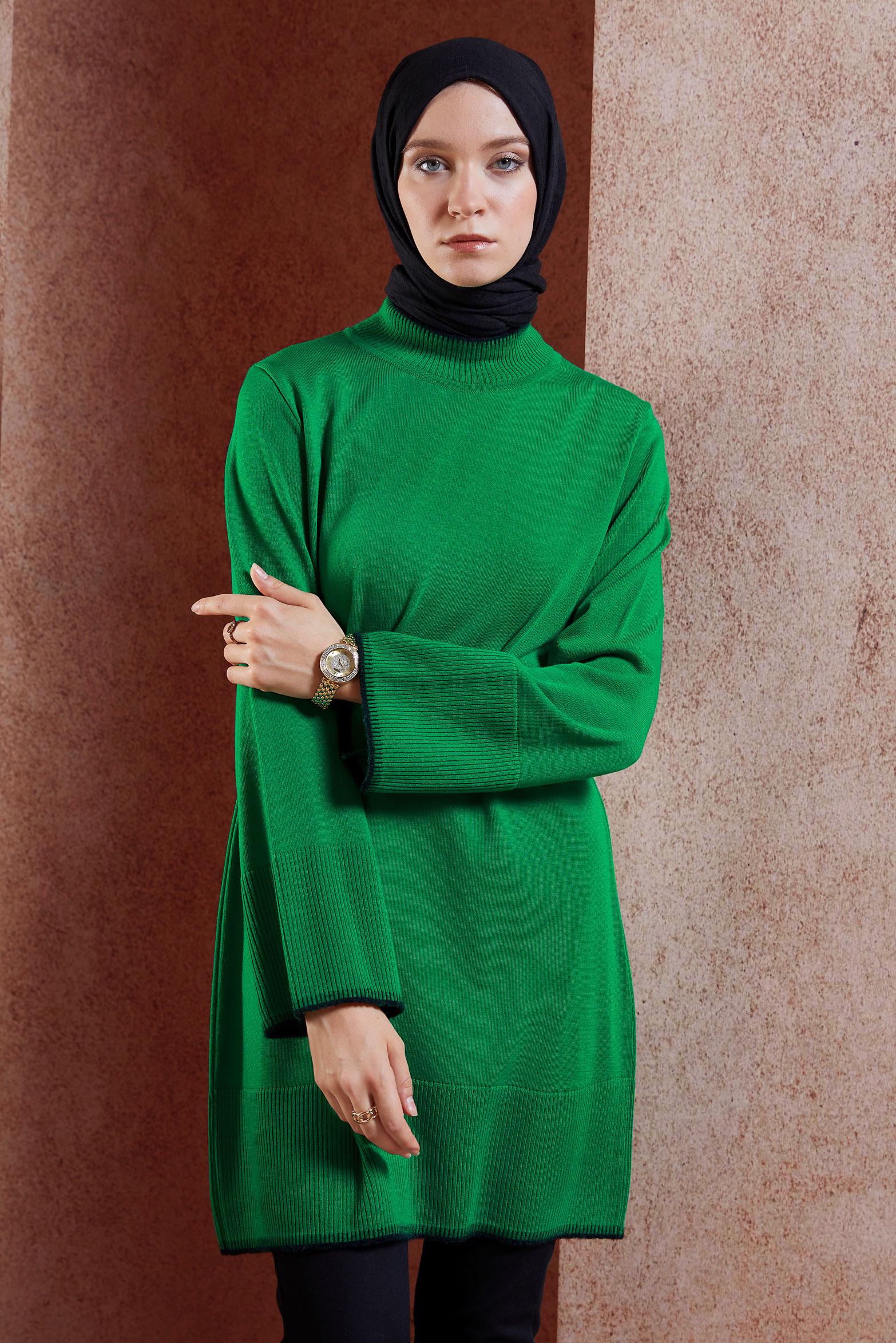 Tesettür giyim YEŞİL TRİKO TESETTÜR TUNİK 44900