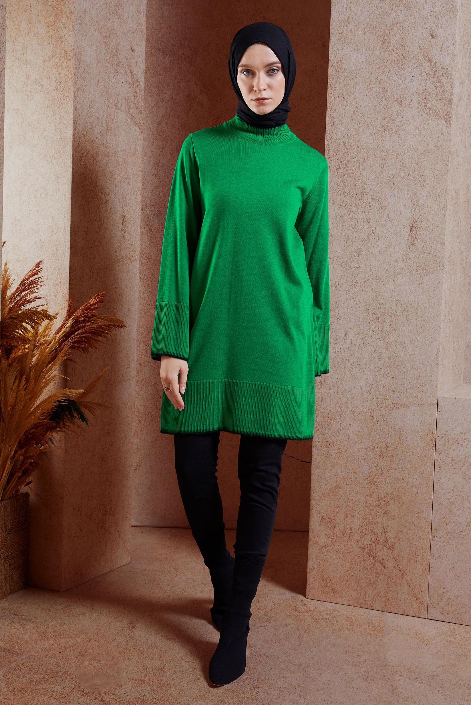 Tesettür giyim YEŞİL TRİKO TESETTÜR TUNİK 44900