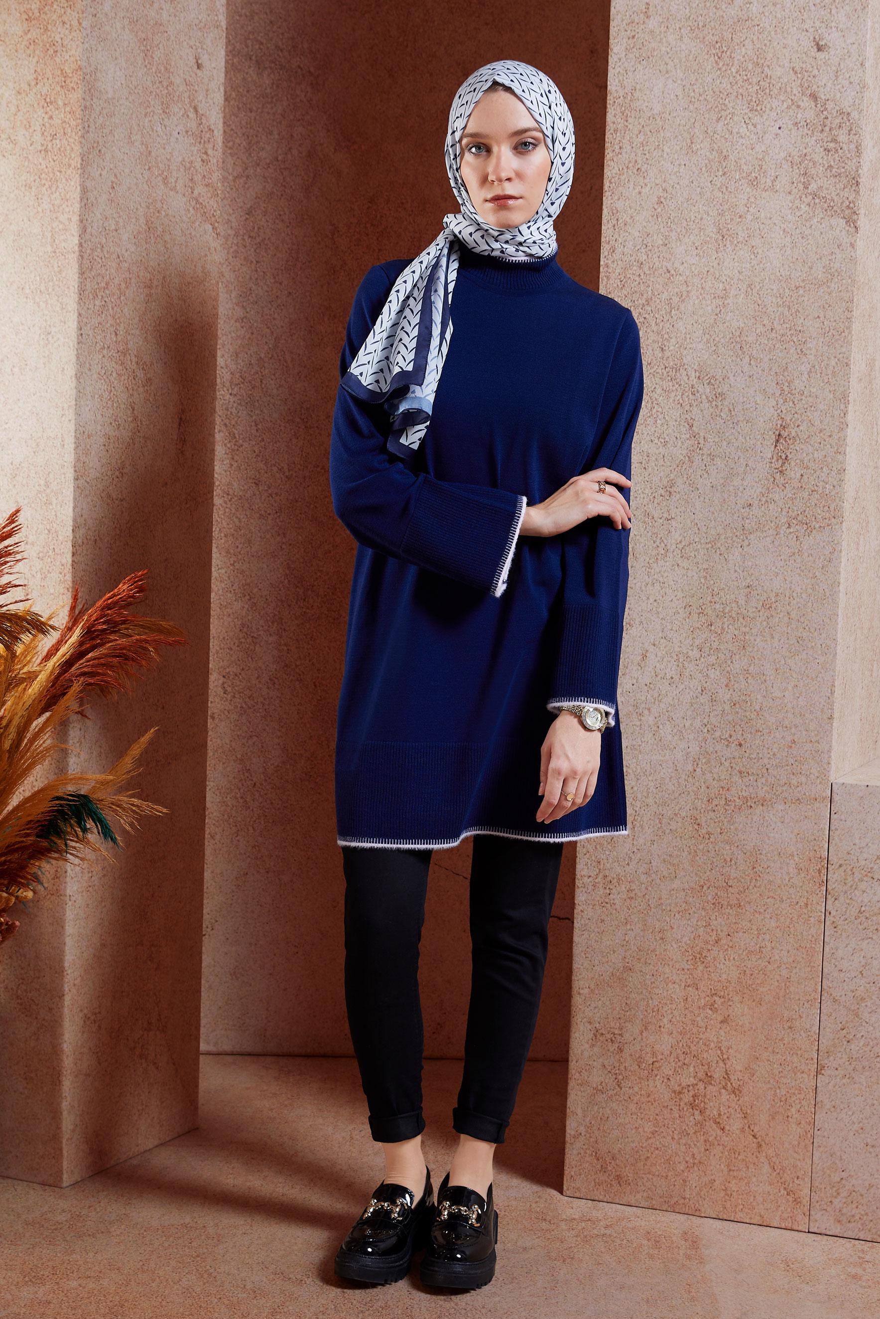 Tesettür giyim LACİVERT TRİKO TESETTÜR TUNİK 44900