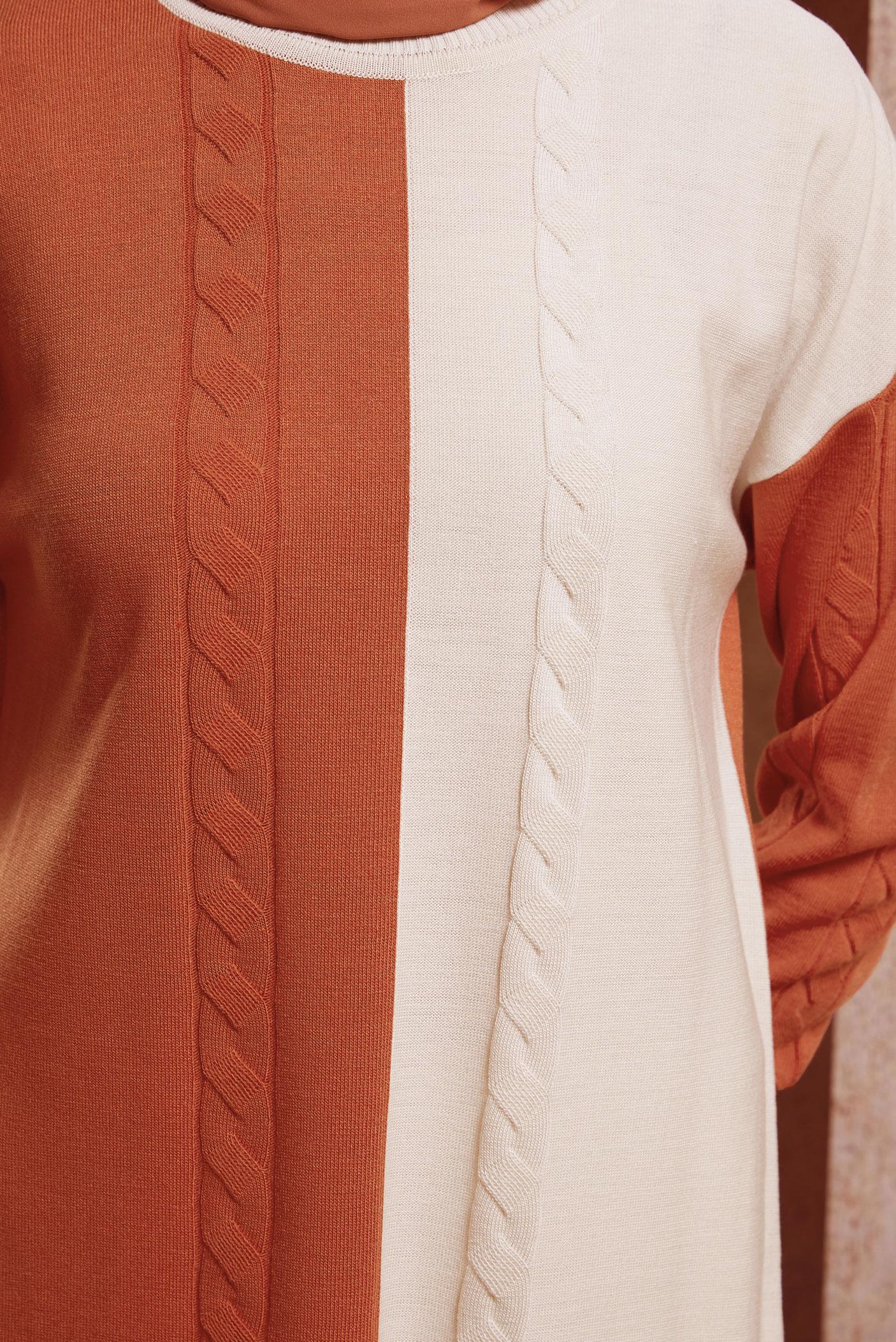 Tesettür giyim TURUNCU İKİ RENKLİ TRİKO TUNİK 44901