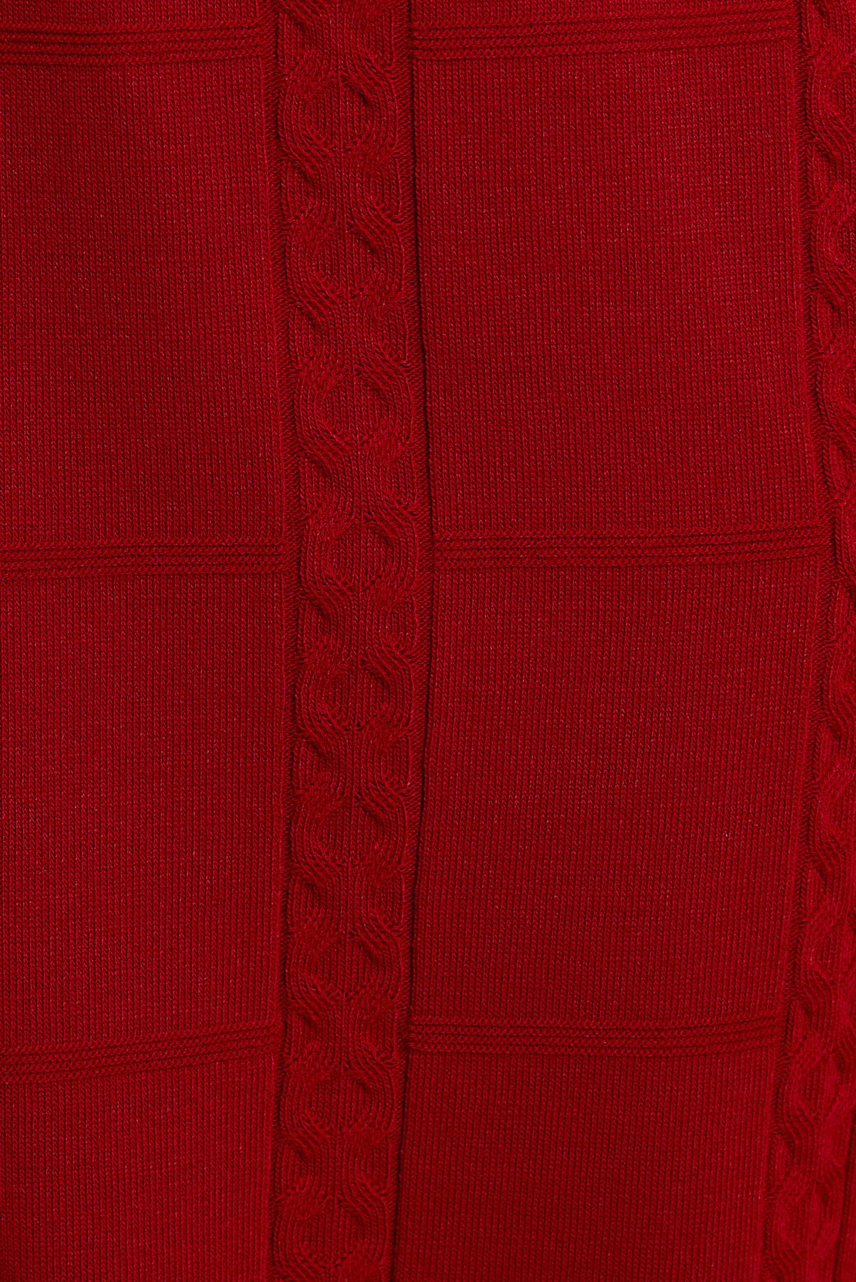 Tesettür giyim KIRMIZI BOĞAZLI YAKA TRİKO TUNİK 44902