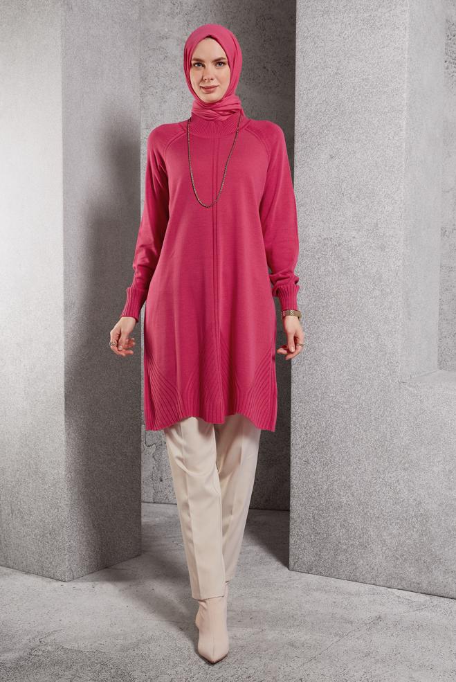 Vêtements hijab FUCHSIA TUNIQUE EN TRICOT 44903 - ALVİNA