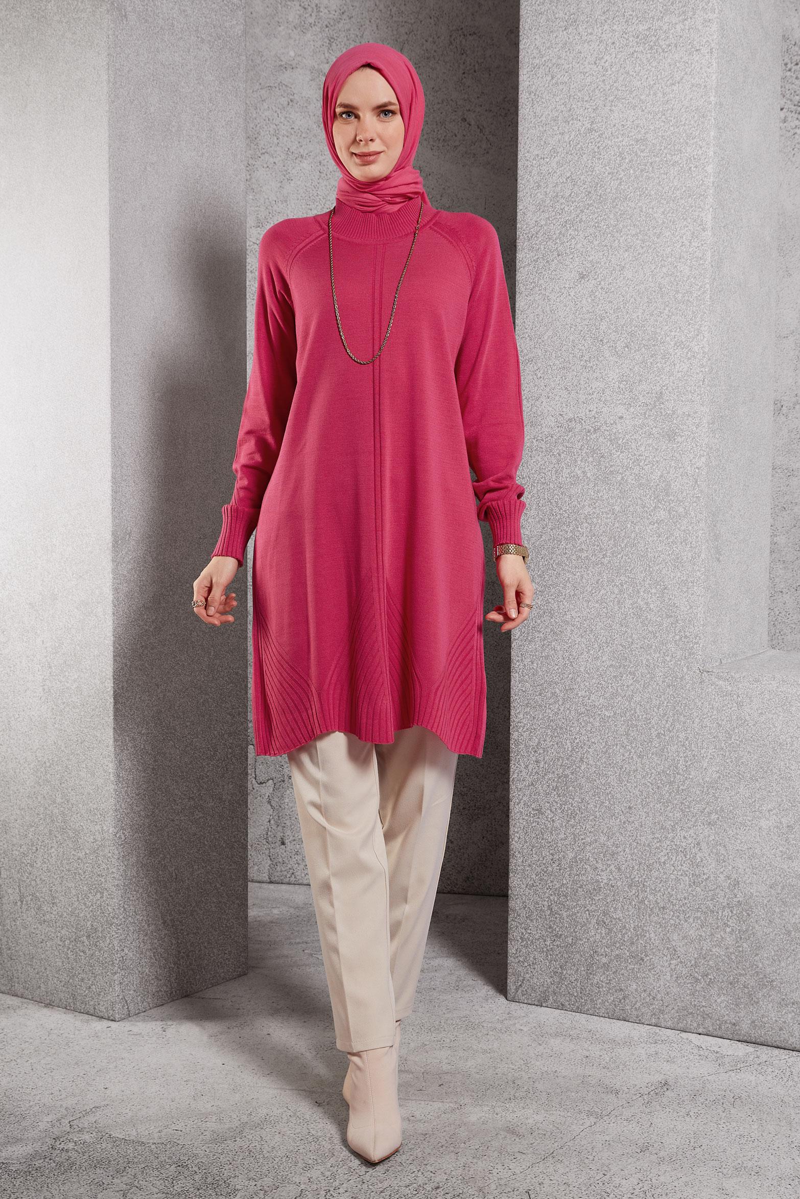 Vêtements hijab FUCHSIA TUNIQUE EN TRICOT 44903