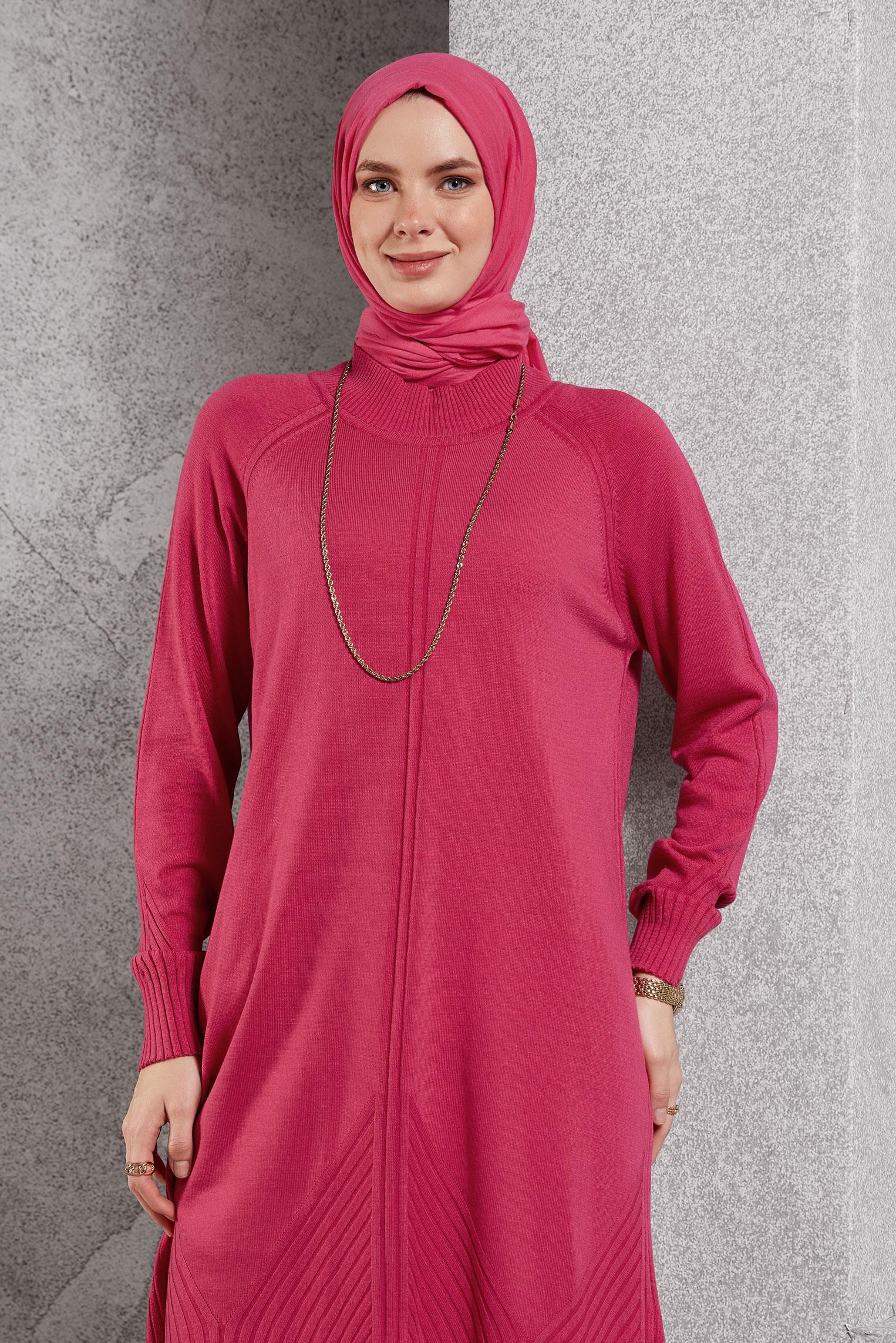 Vêtements hijab FUCHSIA TUNIQUE EN TRICOT 44903