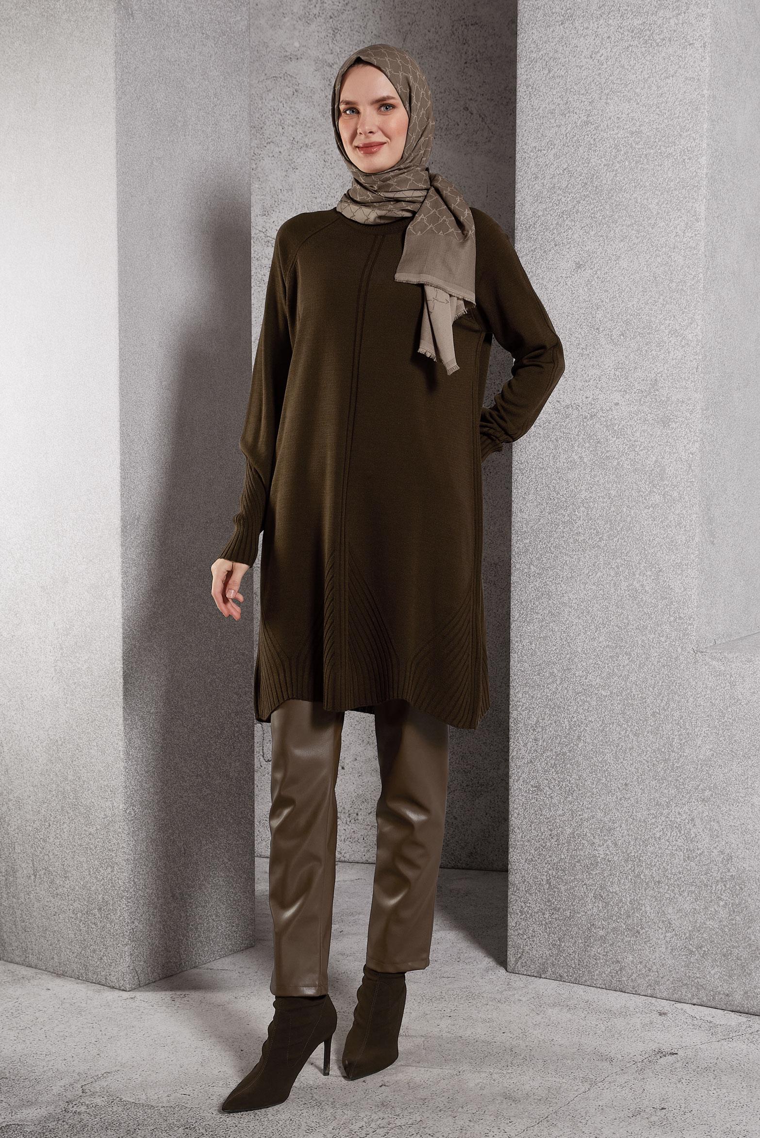 Vêtements hijab BRUN TUNIQUE EN TRICOT 44903