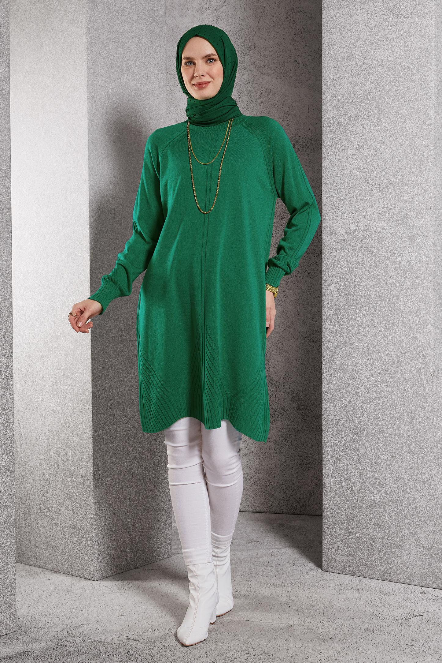 Vêtements hijab VERT TUNIQUE EN TRICOT 44903
