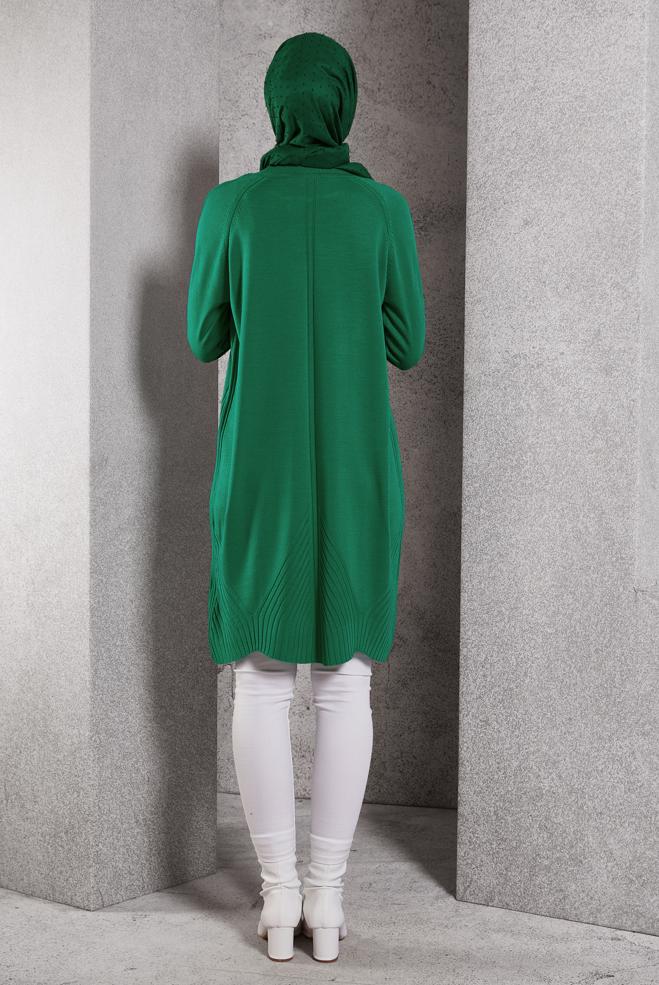 Vêtements hijab VERT TUNIQUE EN TRICOT 44903 - ALVİNA