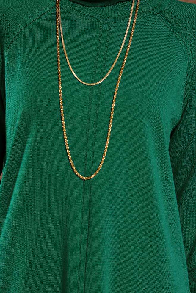 Vêtements hijab VERT TUNIQUE EN TRICOT 44903 - ALVİNA