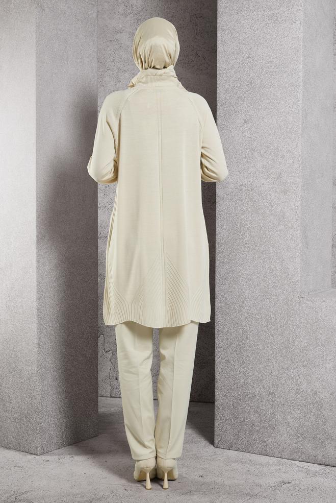 Vêtements hijab BEIGE TUNIQUE EN TRICOT 44903 - ALVİNA