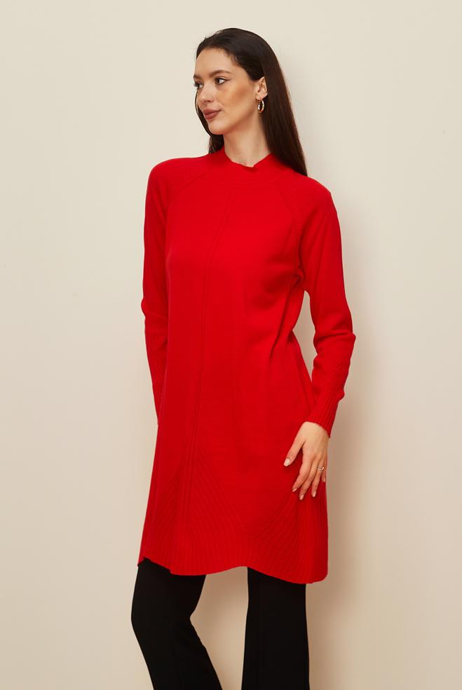 Vêtements hijab ROUGE TUNIQUE EN TRICOT 44903 - ALVİNA