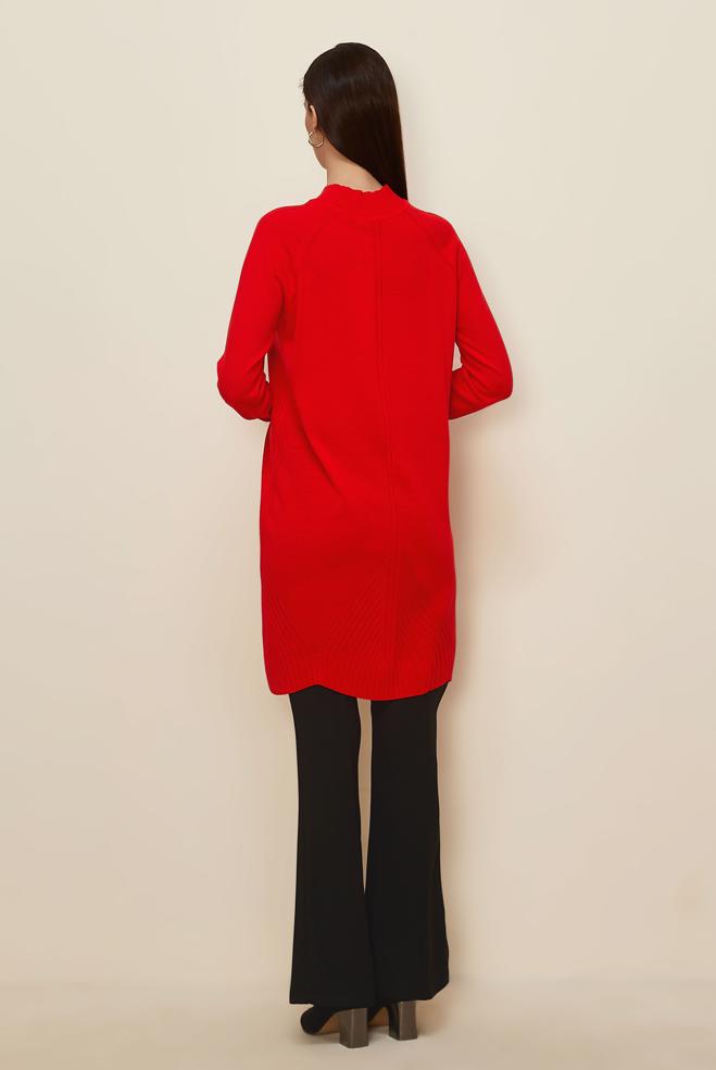 Vêtements hijab ROUGE TUNIQUE EN TRICOT 44903 - ALVİNA