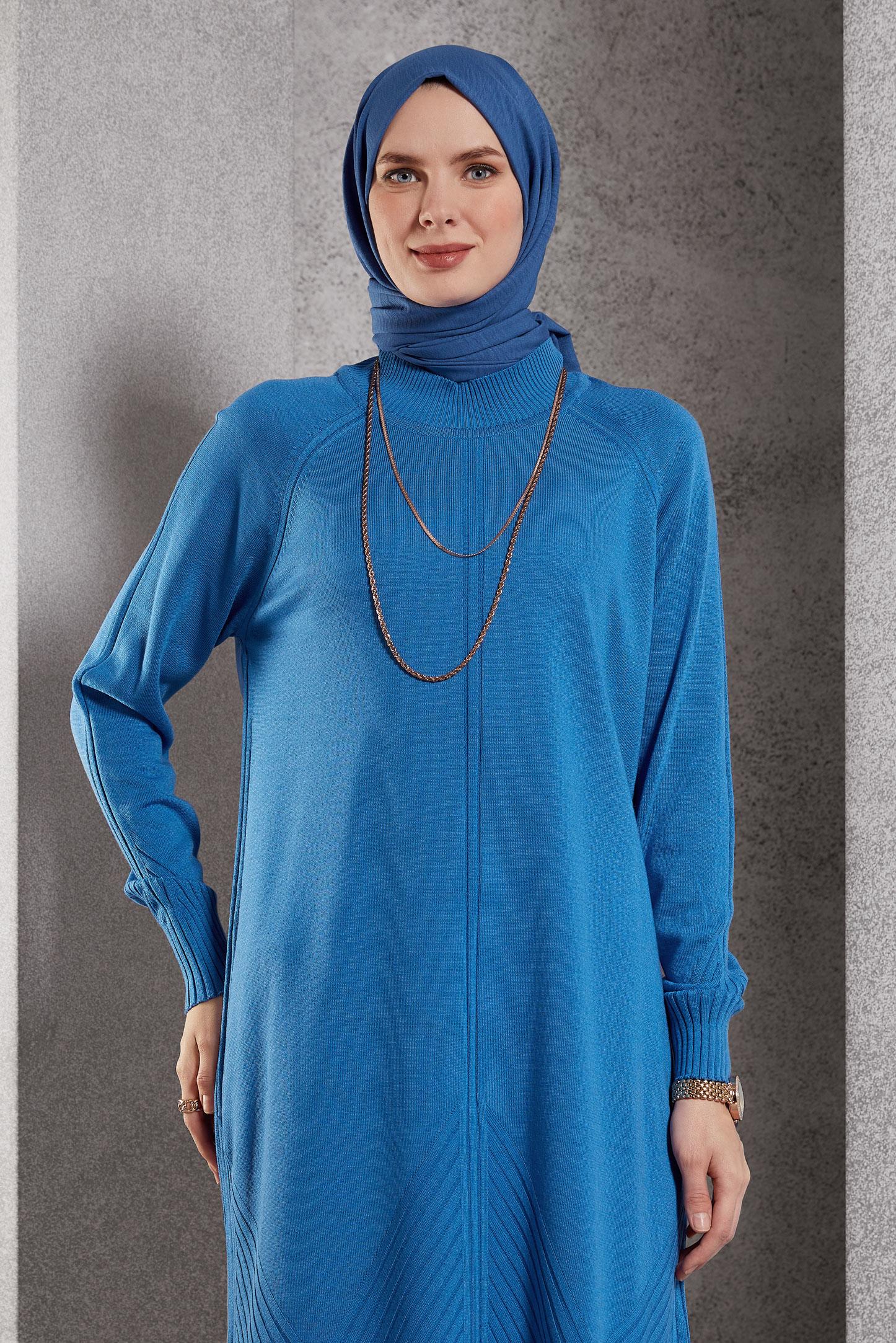 Vêtements hijab BLEU TUNIQUE EN TRICOT 44903