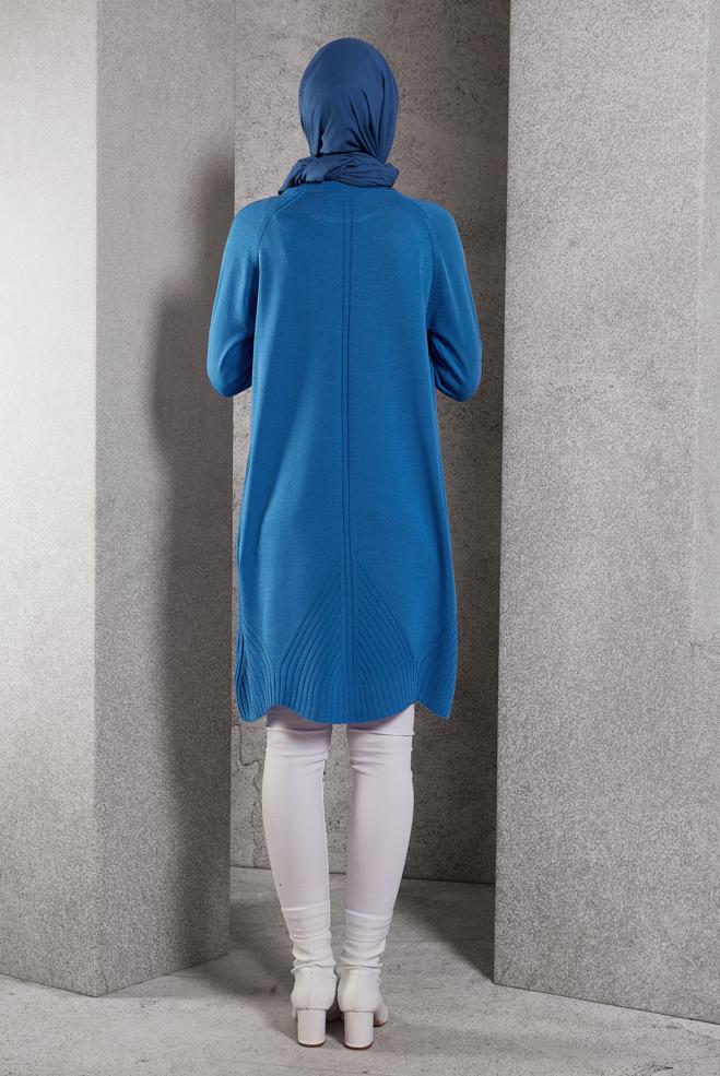 Vêtements hijab BLEU TUNIQUE EN TRICOT 44903 - ALVİNA