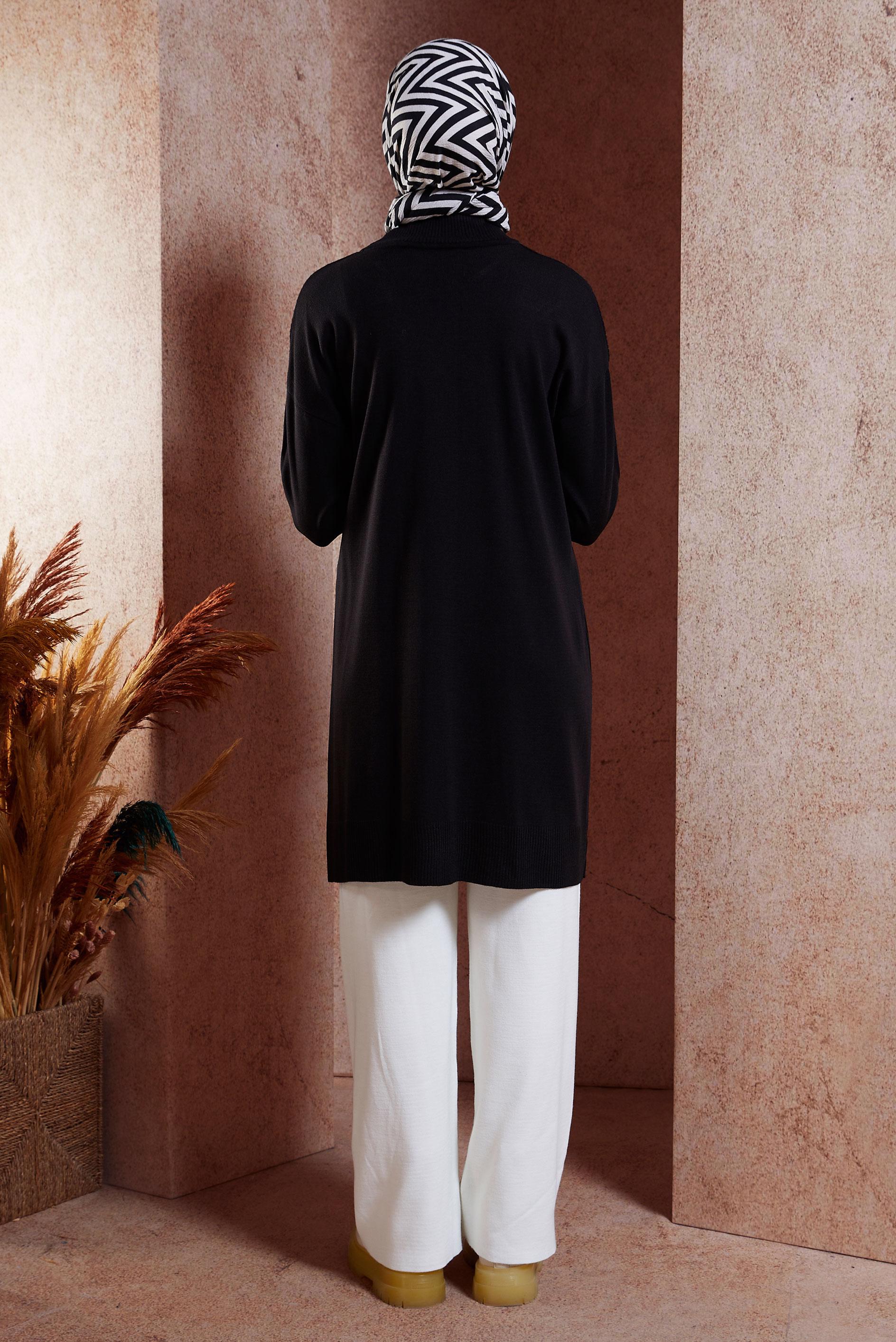 Tesettür giyim SİYAH TESETTÜR TRİKO TUNİK 44904