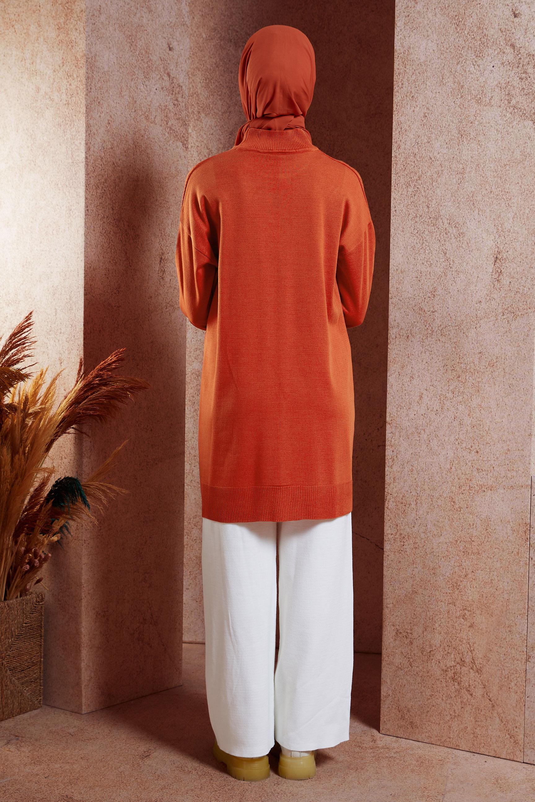 Tesettür giyim TURUNCU TESETTÜR TRİKO TUNİK 44904