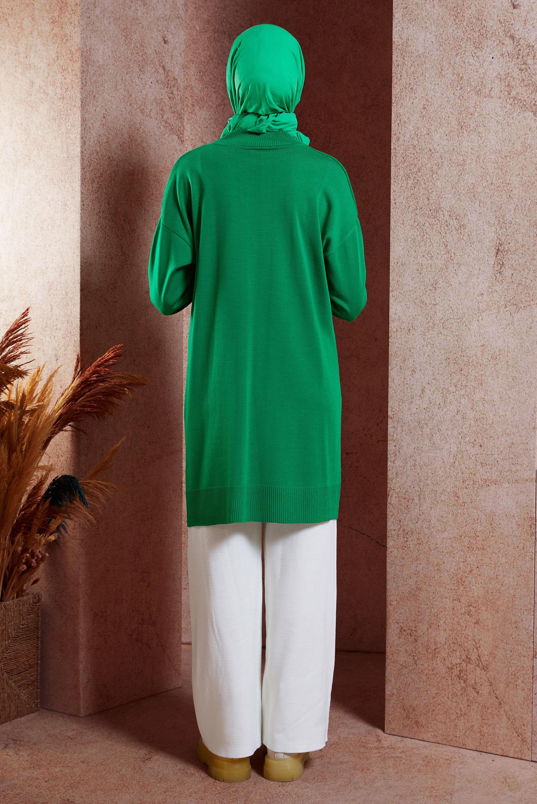 Tesettür giyim YEŞİL TESETTÜR TRİKO TUNİK 44904
