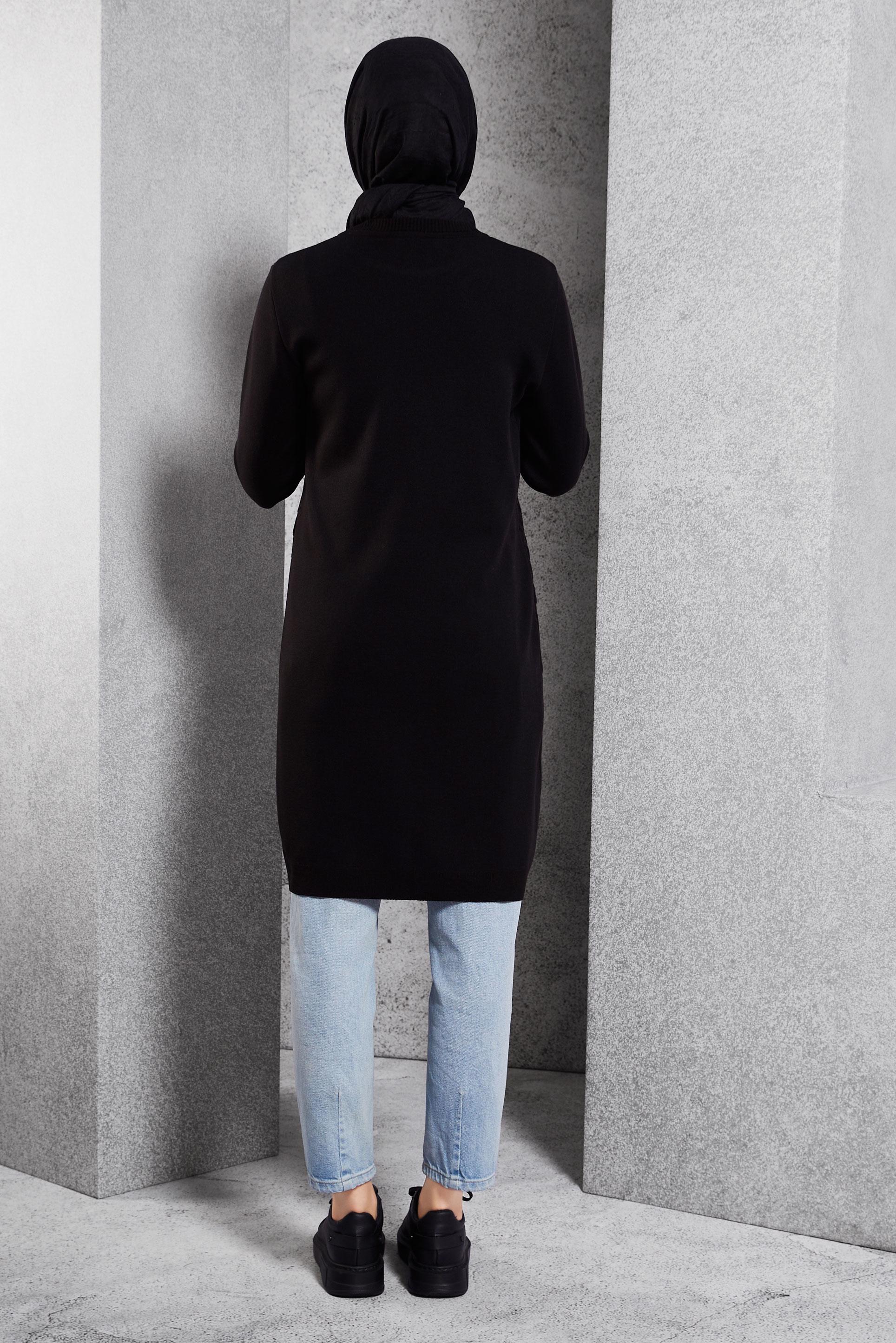 Tesettür giyim SİYAH TESETTÜR TRİKO TUNİK 44906