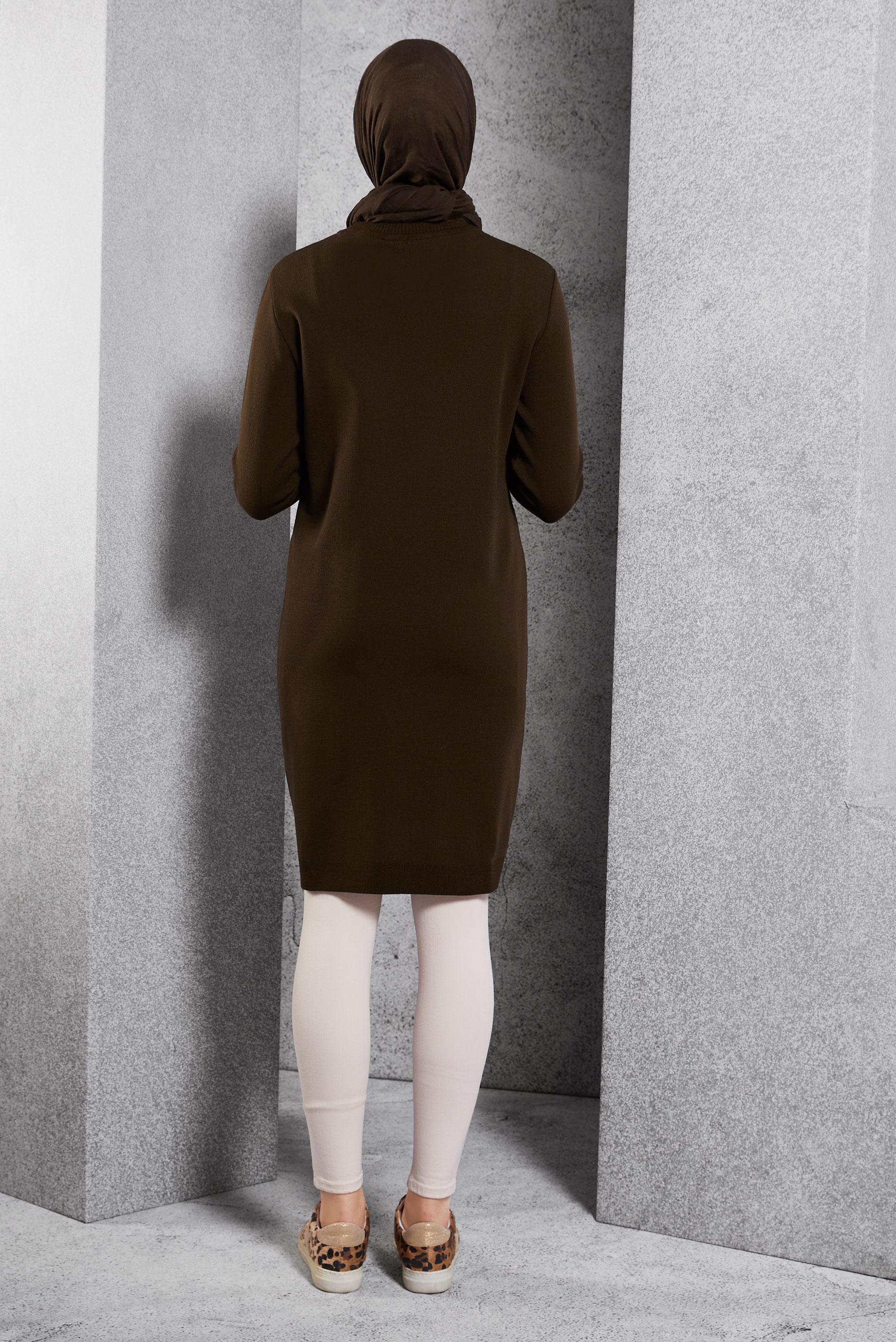 Tesettür giyim KAHVE TESETTÜR TRİKO TUNİK 44906