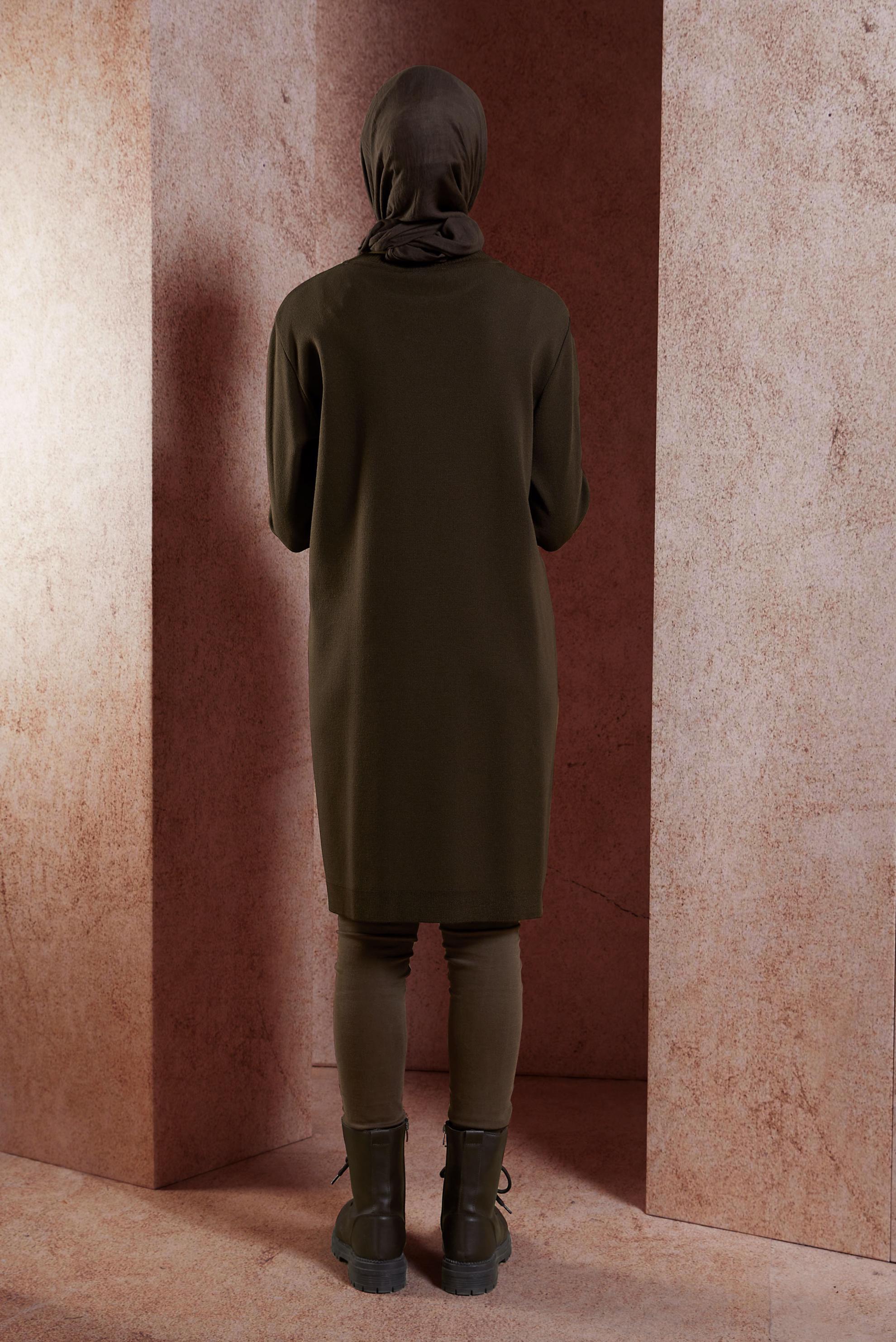 Tesettür giyim KAHVE DÜZ TRİKO TUNİK 44907