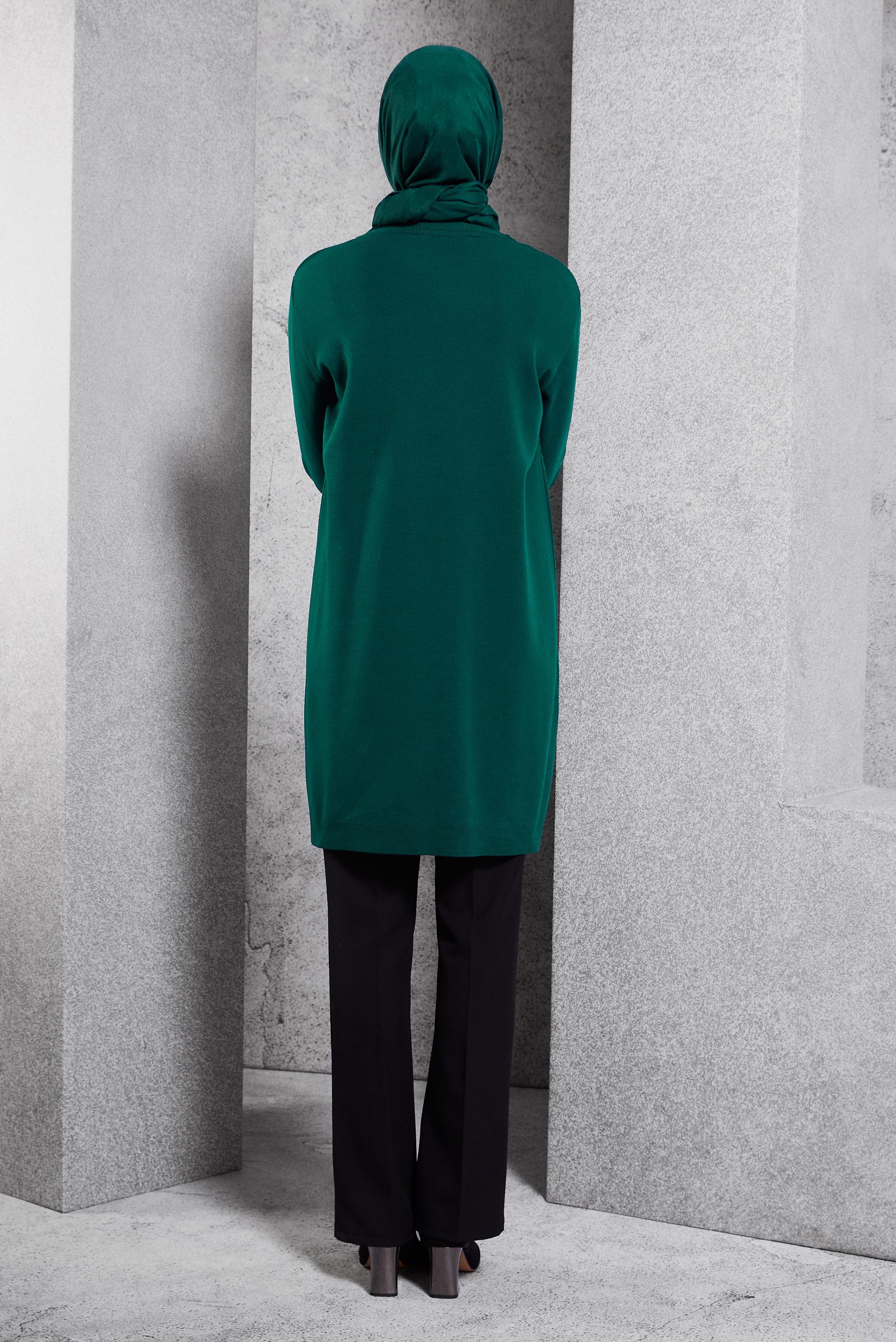 Tesettür giyim YEŞİL DÜZ TRİKO TUNİK 44907