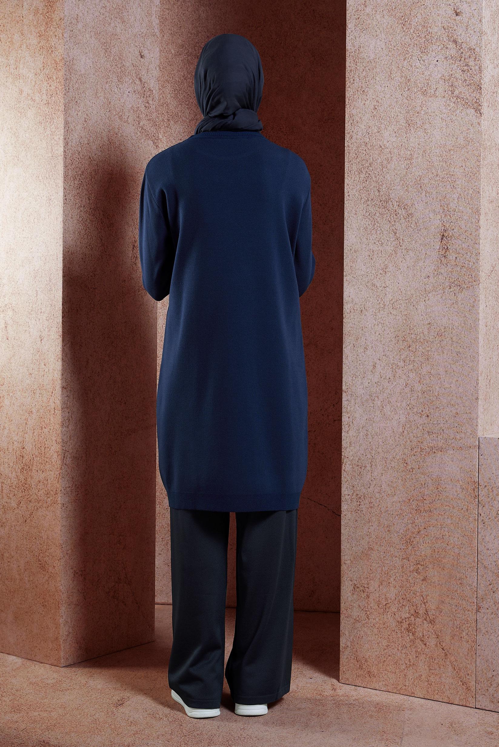Tesettür giyim LACİVERT DÜZ TRİKO TUNİK 44907