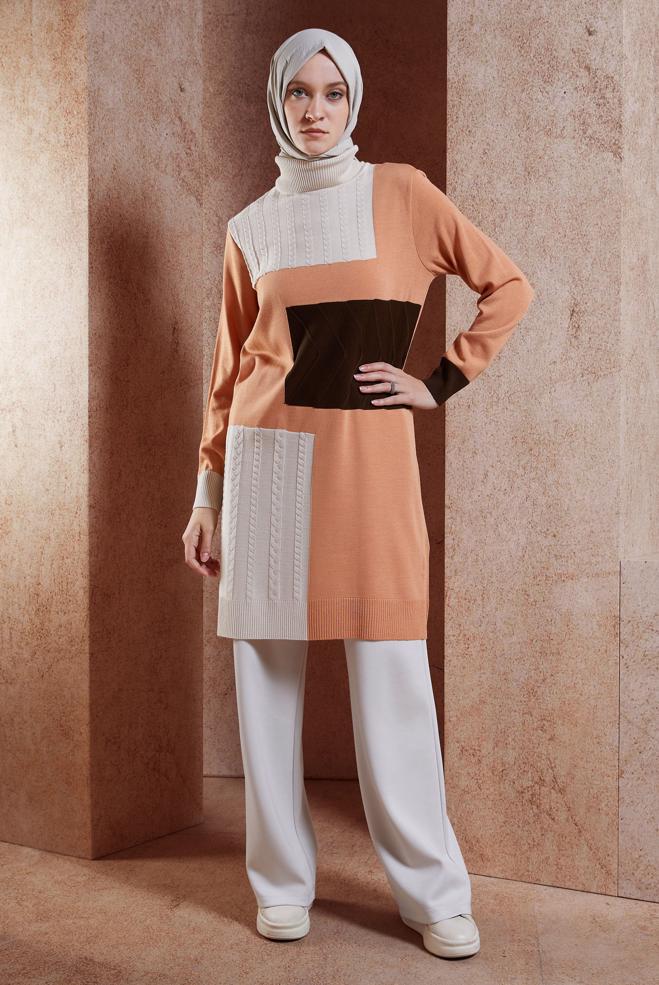 Vêtements hijab ROSE TUNIQUE EN MAILLE COLORÉE 44908 - ALVİNA