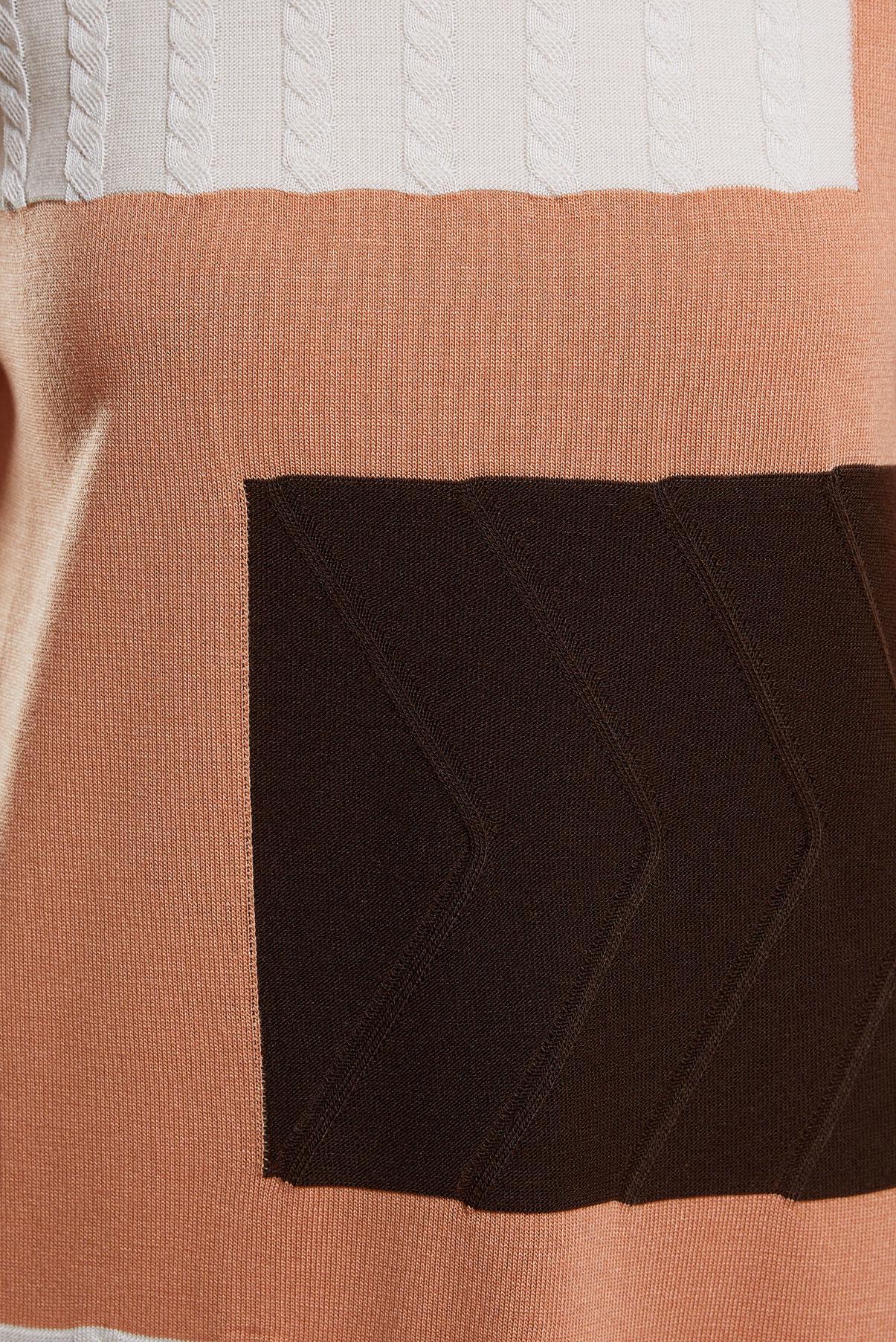 Tesettür giyim PEMBE RENK BLOKLU TRİKO TUNİK 44908