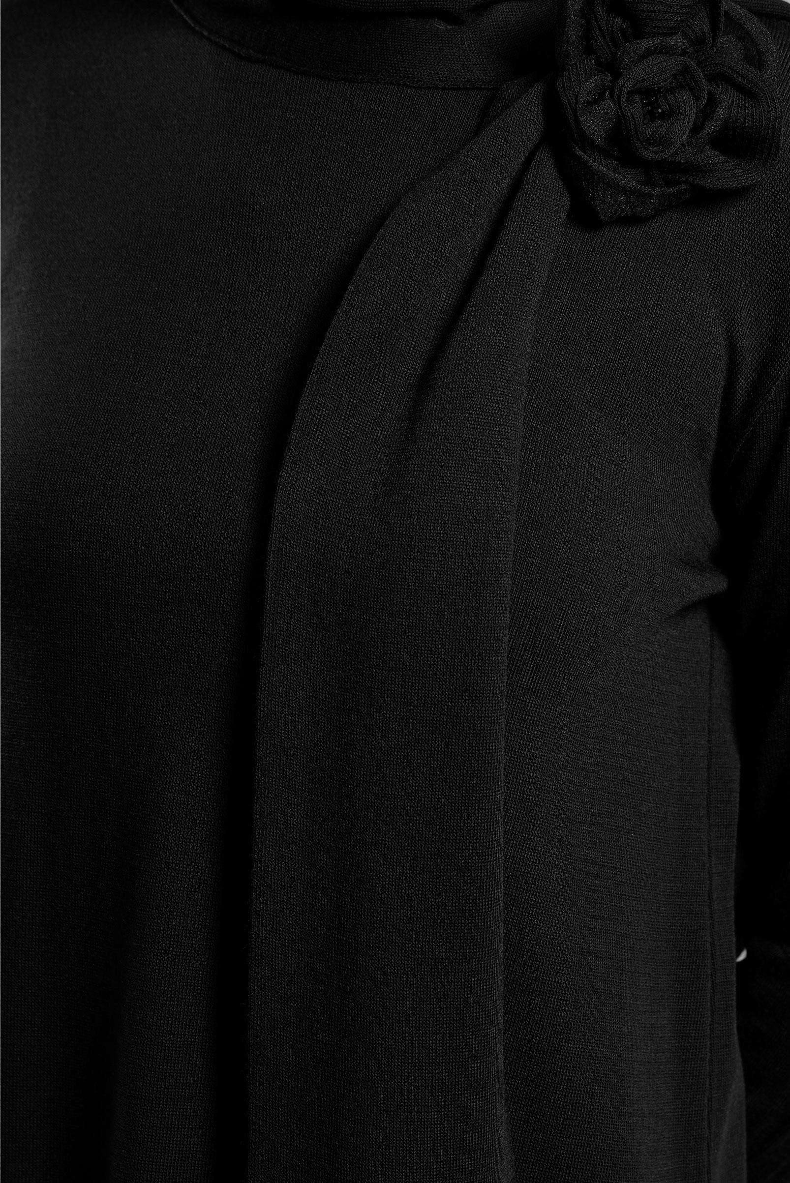 Tesettür giyim SİYAH BROŞ DETAYLI TRİKO TUNİK 44913