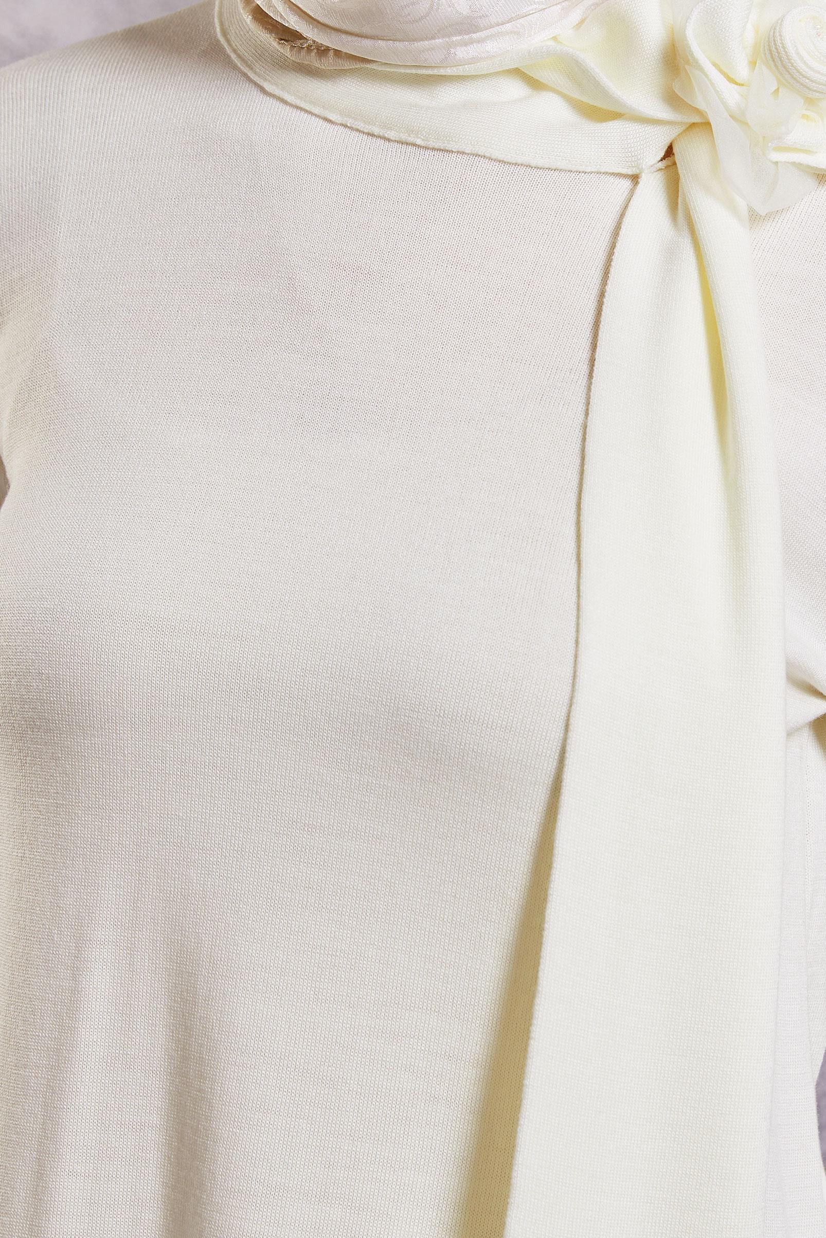 Tesettür giyim BEYAZ BROŞ DETAYLI TRİKO TUNİK 44913