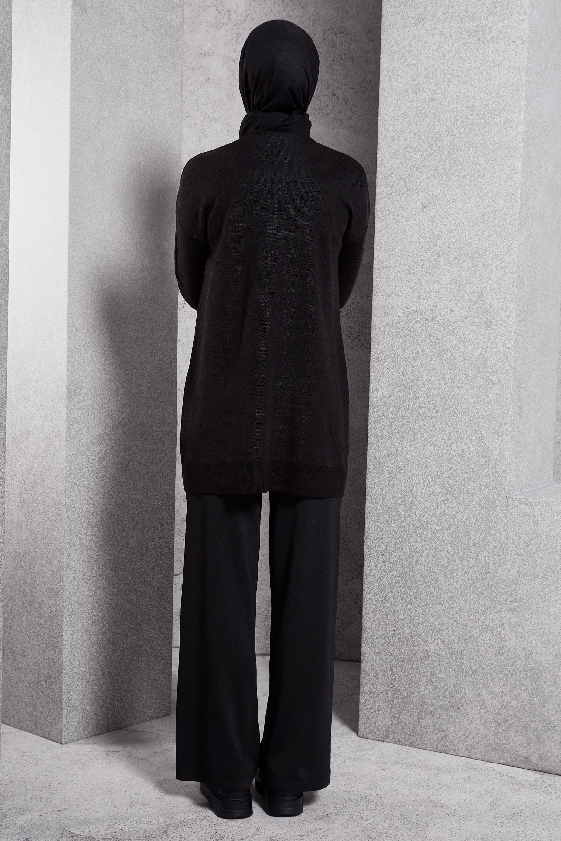 Tesettür giyim SİYAH BONCUK İŞLEMELİ TRİKO TUNİK 44914