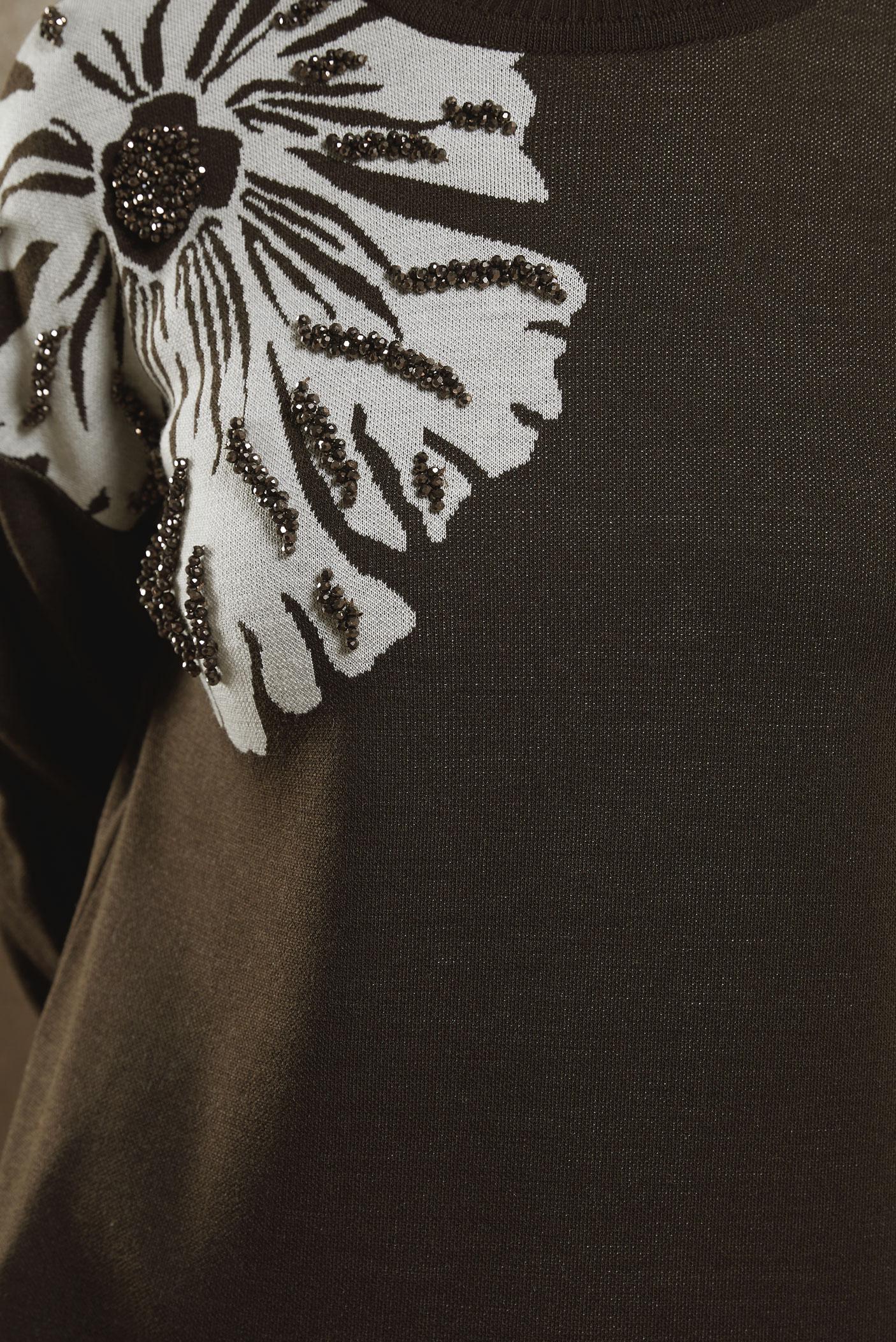 Tesettür giyim KAHVE BONCUK İŞLEMELİ TRİKO TUNİK 44914