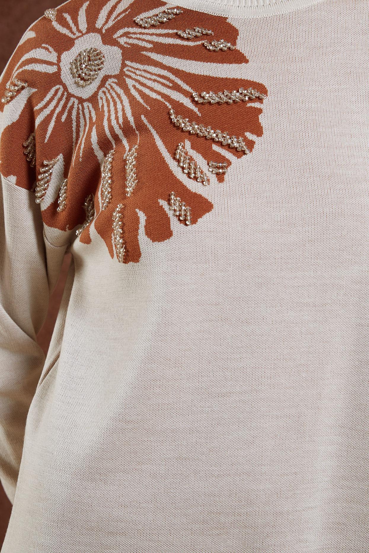 Tesettür giyim GRİ BONCUK İŞLEMELİ TRİKO TUNİK 44914