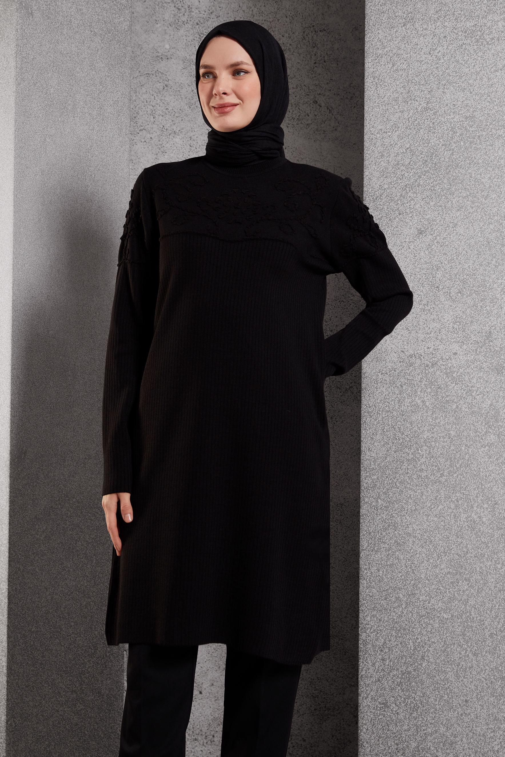 Hijab clothing BLACK KNITWEAR TUNIC 44918