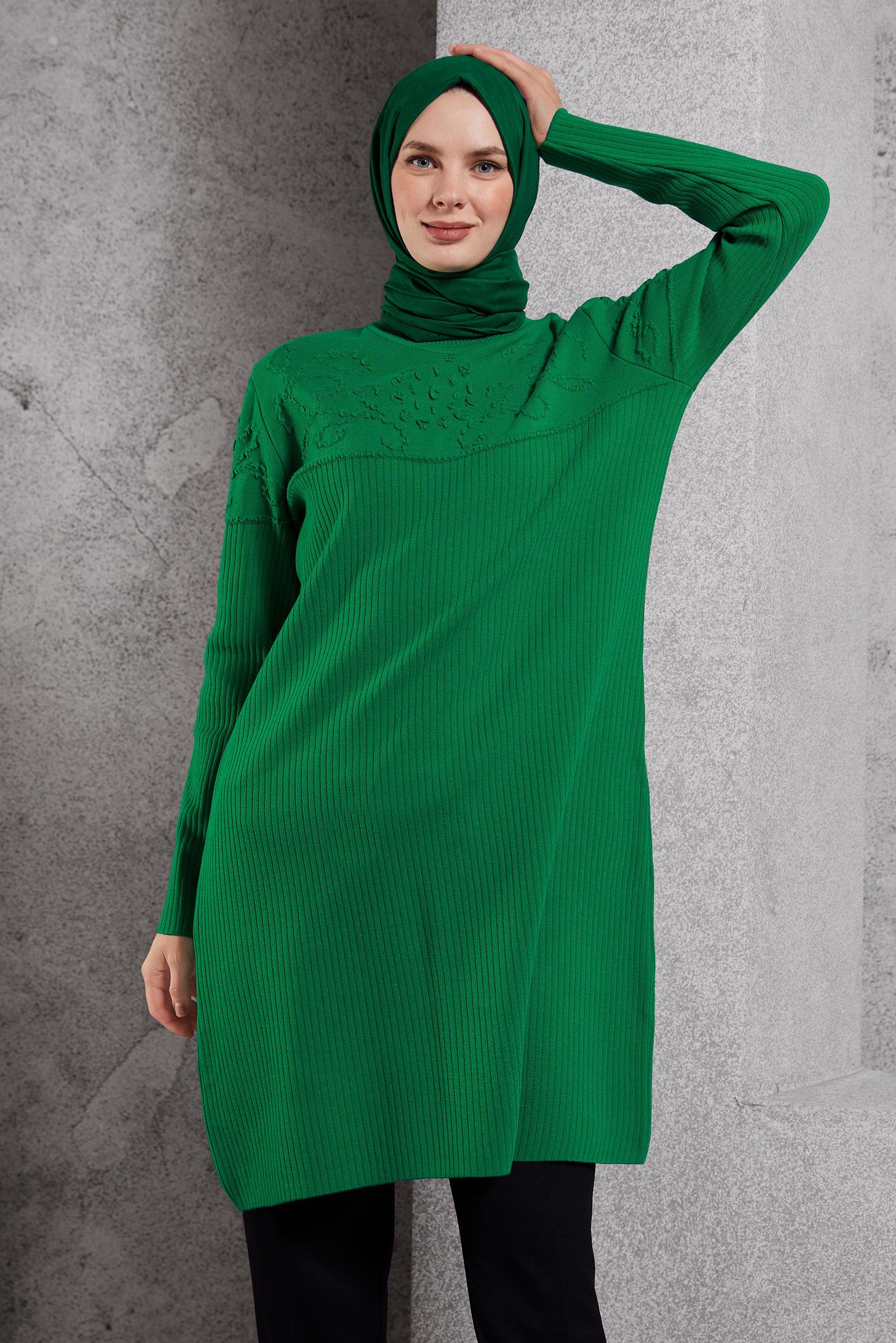 Vêtements hijab VERT TUNIQUE EN TRICOT 44918
