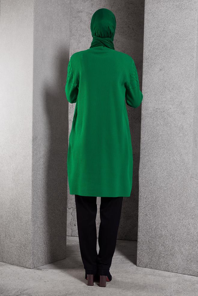Vêtements hijab VERT TUNIQUE EN TRICOT 44918 - ALVİNA