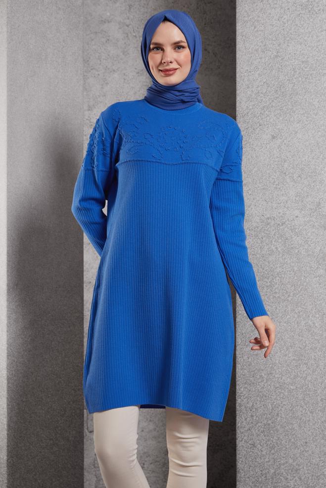 Vêtements hijab BLEU TUNIQUE EN TRICOT 44918 - ALVİNA
