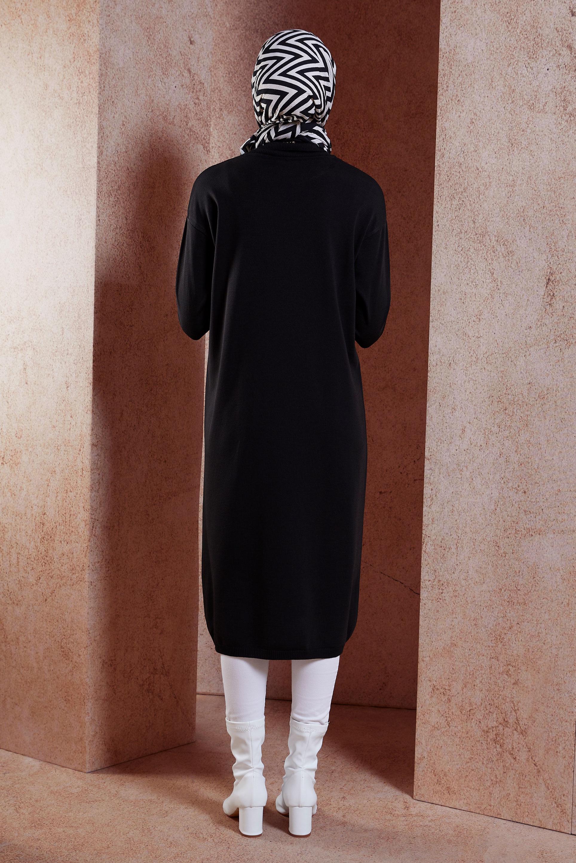 Tesettür giyim SİYAH UZUN TRİKO TUNİK 44925