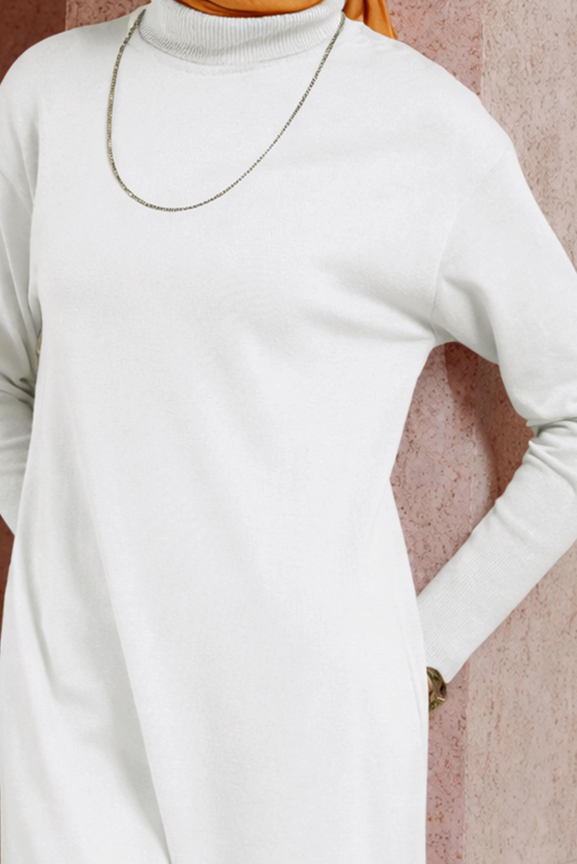 Vêtements hijab BLANC TUNIQUE LONGUE EN MAILLE 44925