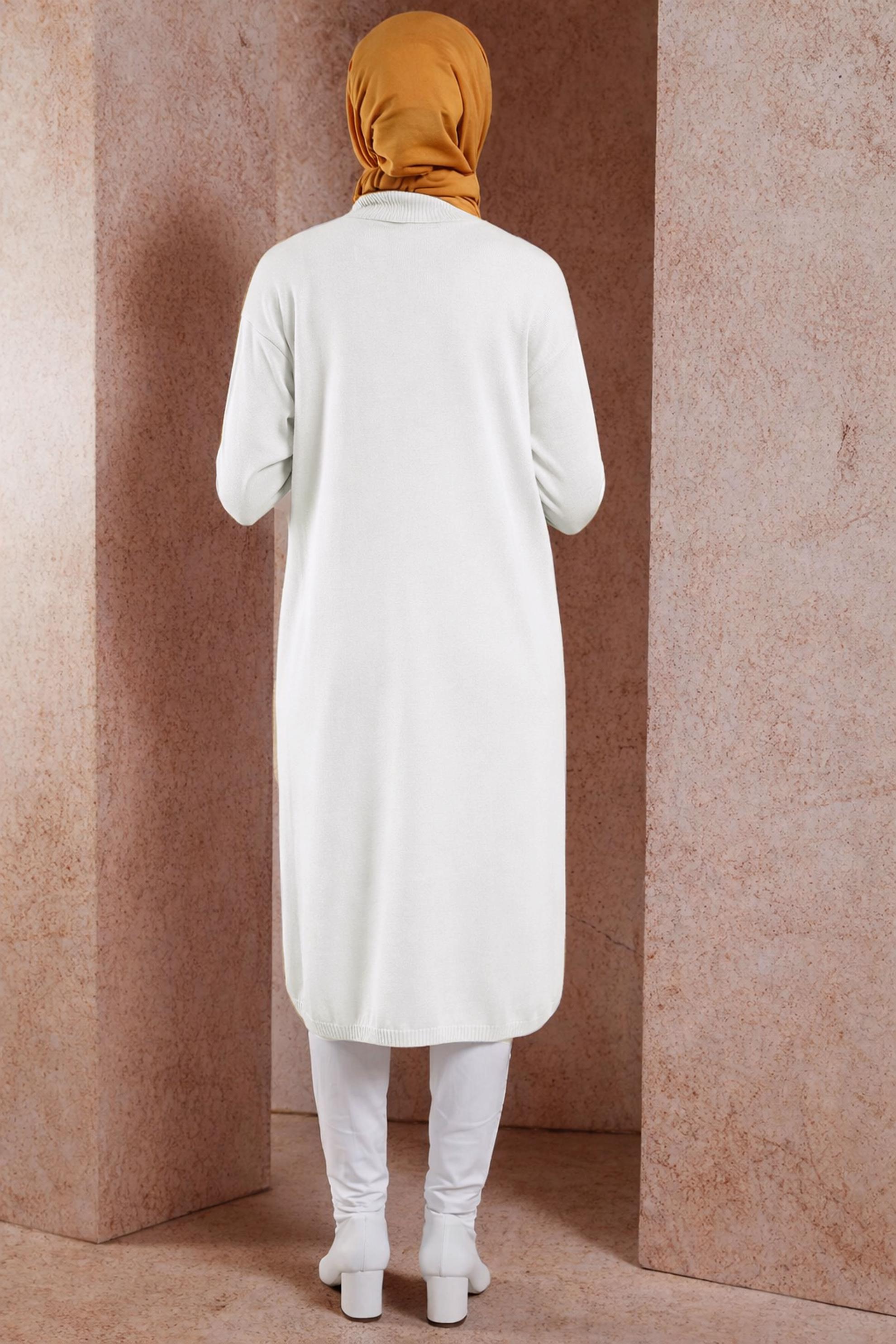 Vêtements hijab BLANC TUNIQUE LONGUE EN MAILLE 44925