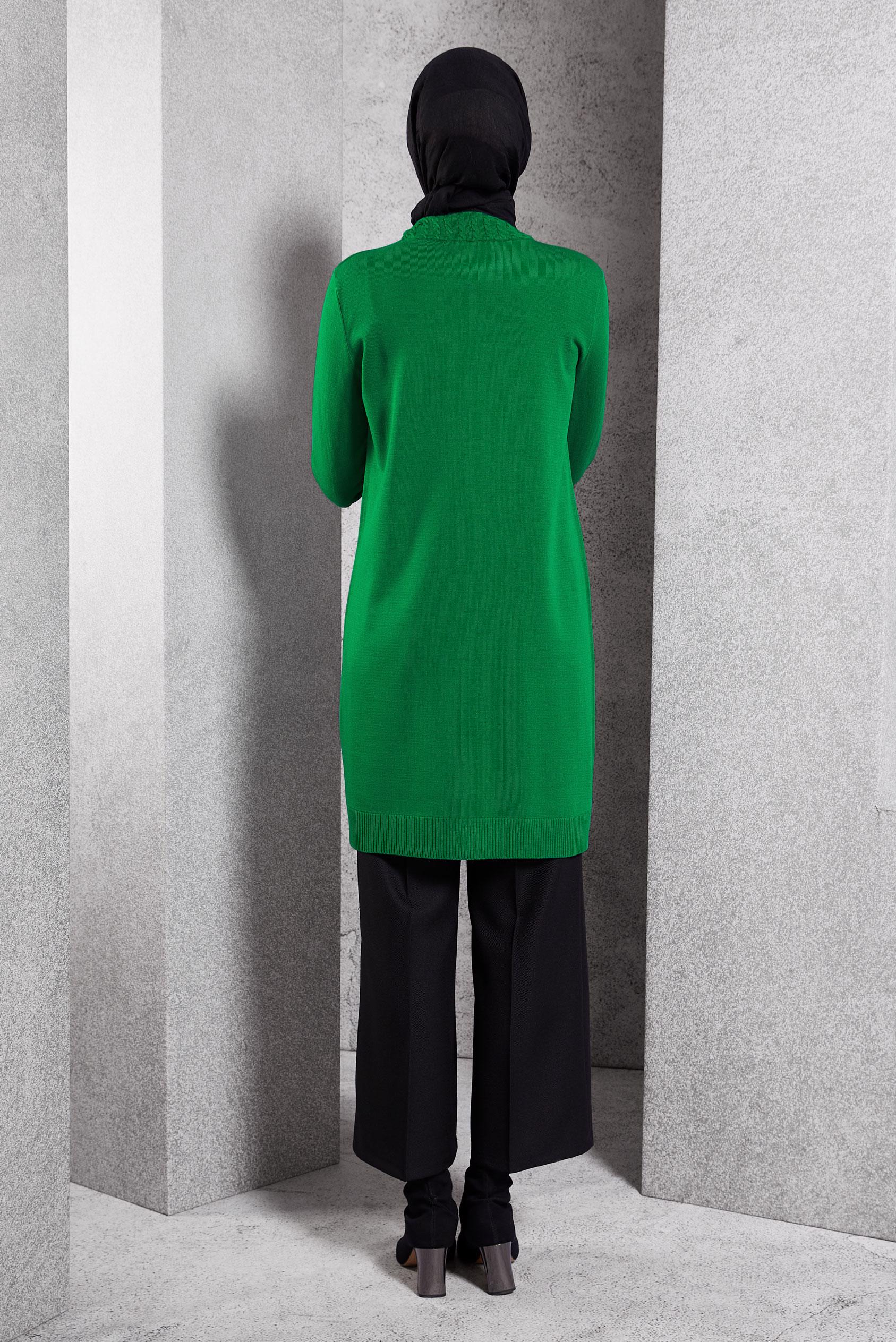 Tesettür giyim YEŞİL TRİKO TUNİK 44926