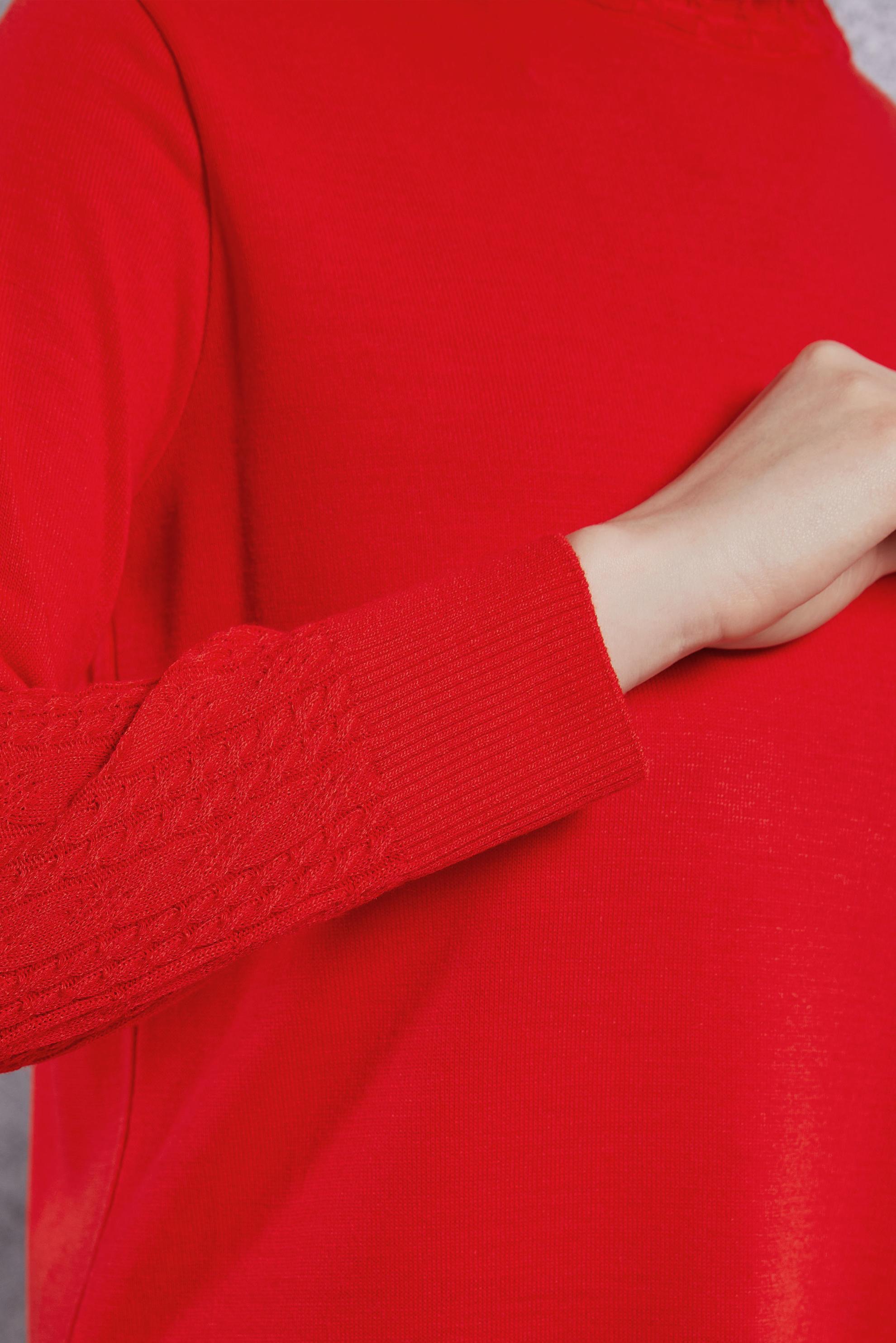 Tesettür giyim KIRMIZI TRİKO TUNİK 44926