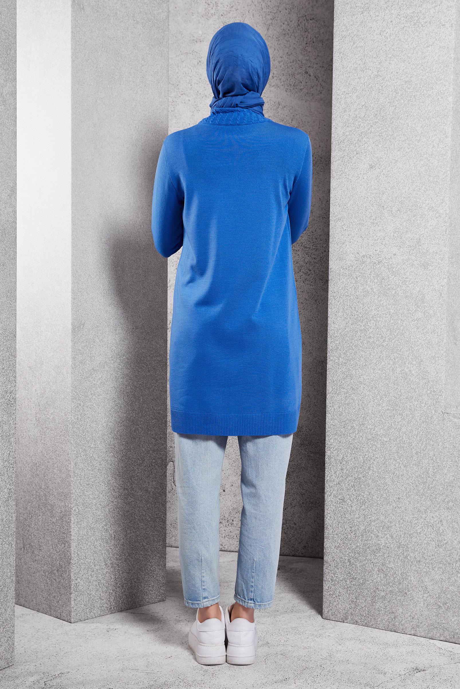 Tesettür giyim MAVİ TRİKO TUNİK 44926