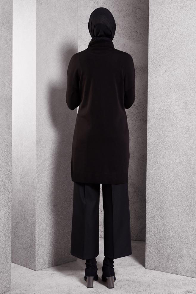 Hijab clothing BLACK KNITWEAR TUNIC 44927 - ALVİNA