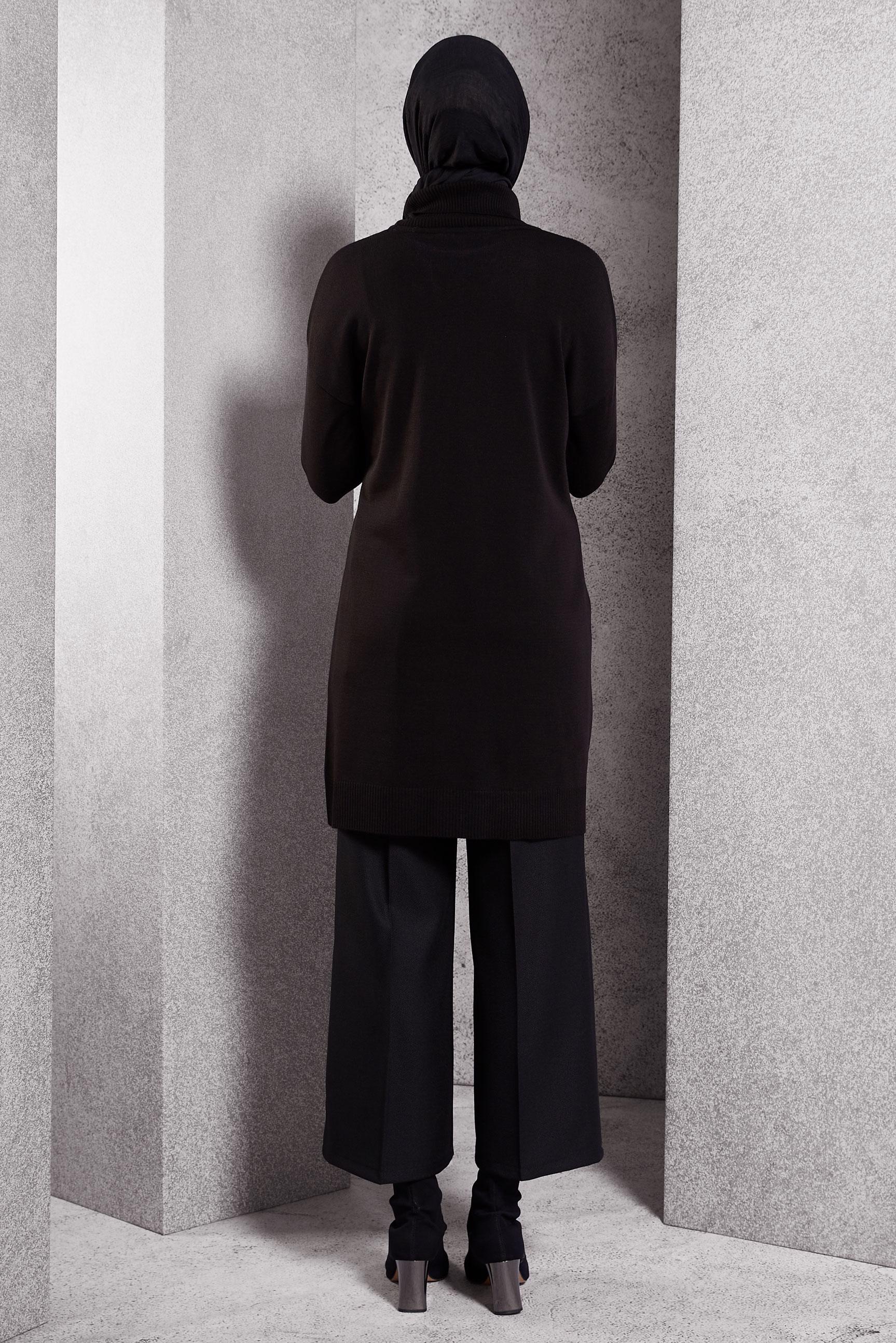 Tesettür giyim SİYAH TRİKO TUNİK 44927